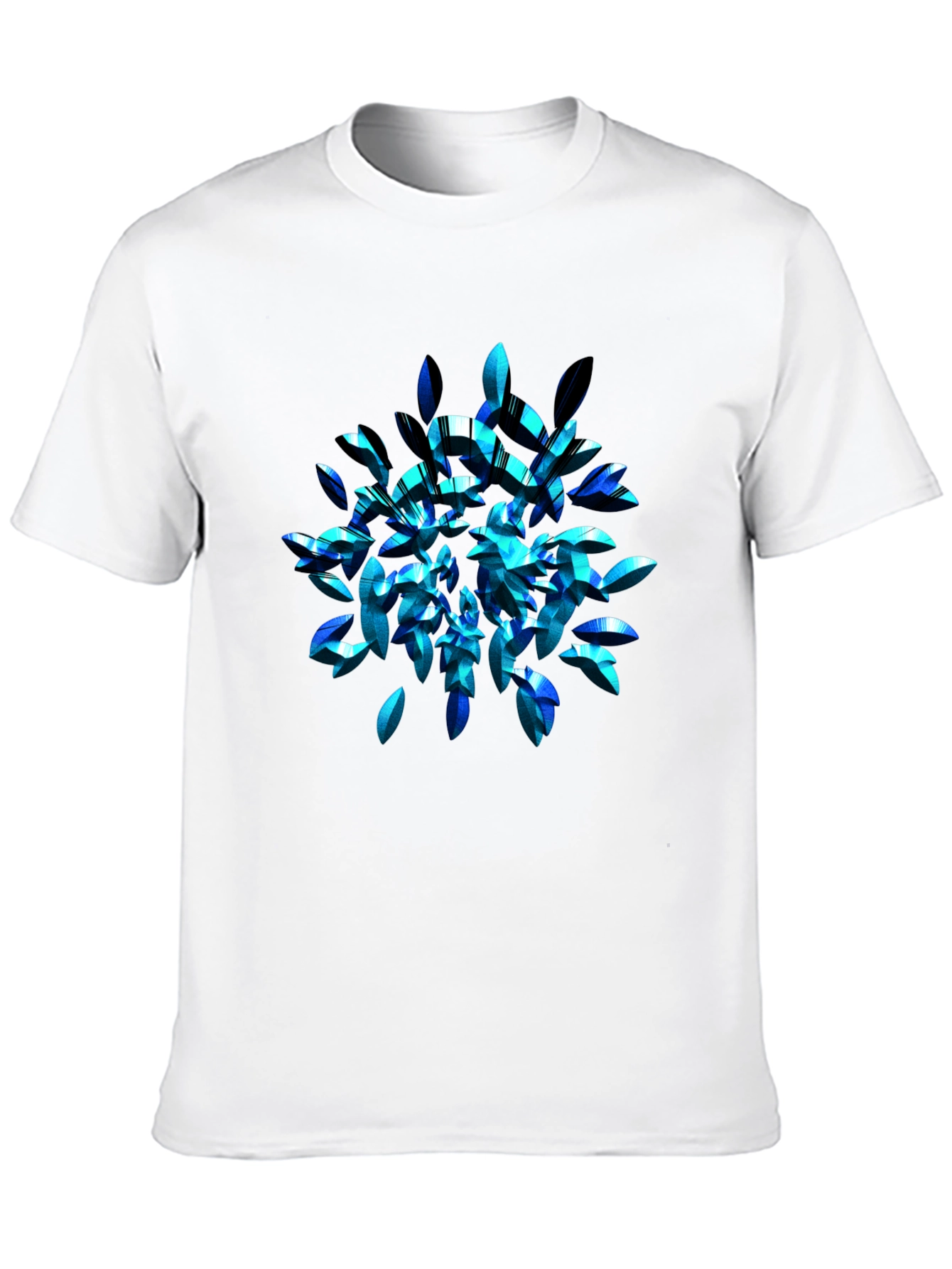 Abstract Blue Leaf T-Shirt - Modern Graphic Tee
