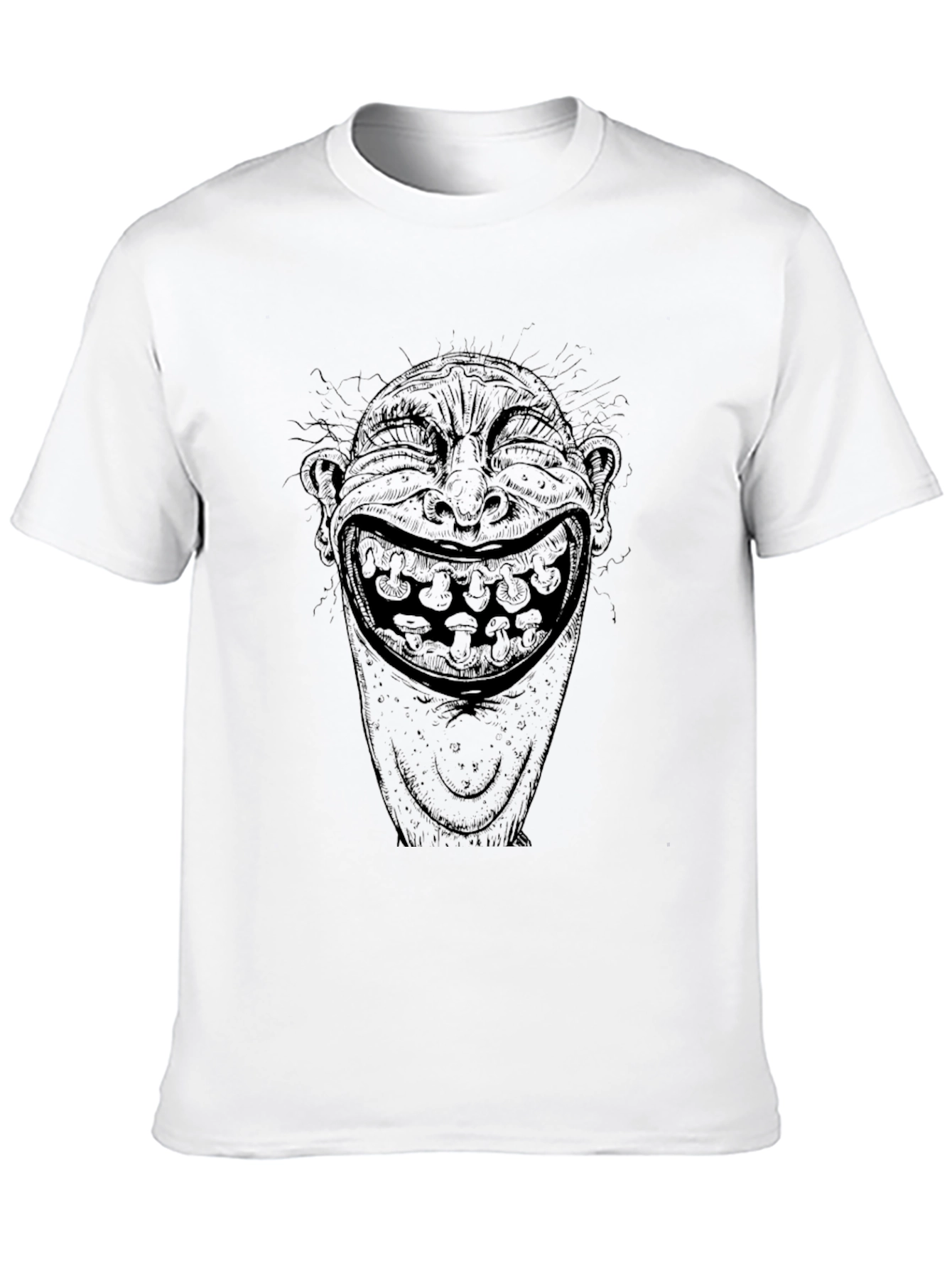 Black T-Shirt with Creepy Laughing Face Graphic