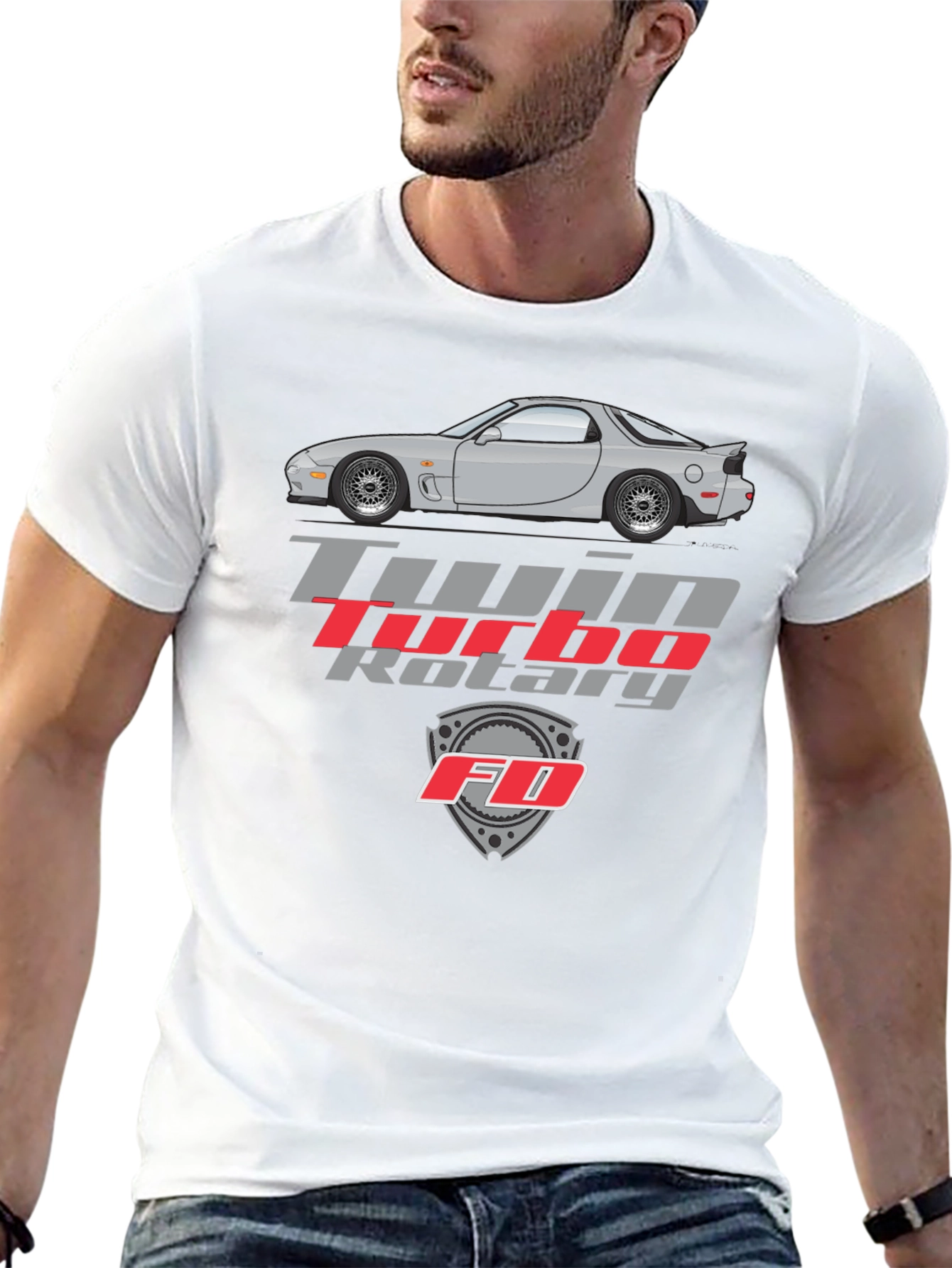 Twin Turbo Rotary FD Car Graphic Tee - Black
