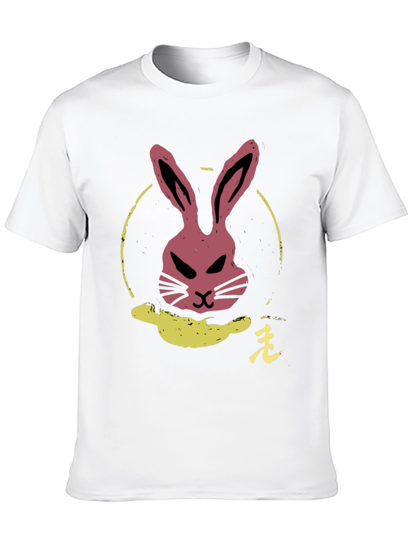 Rabbit Graphic Tee - Black Cotton Crew Neck T-Shirt