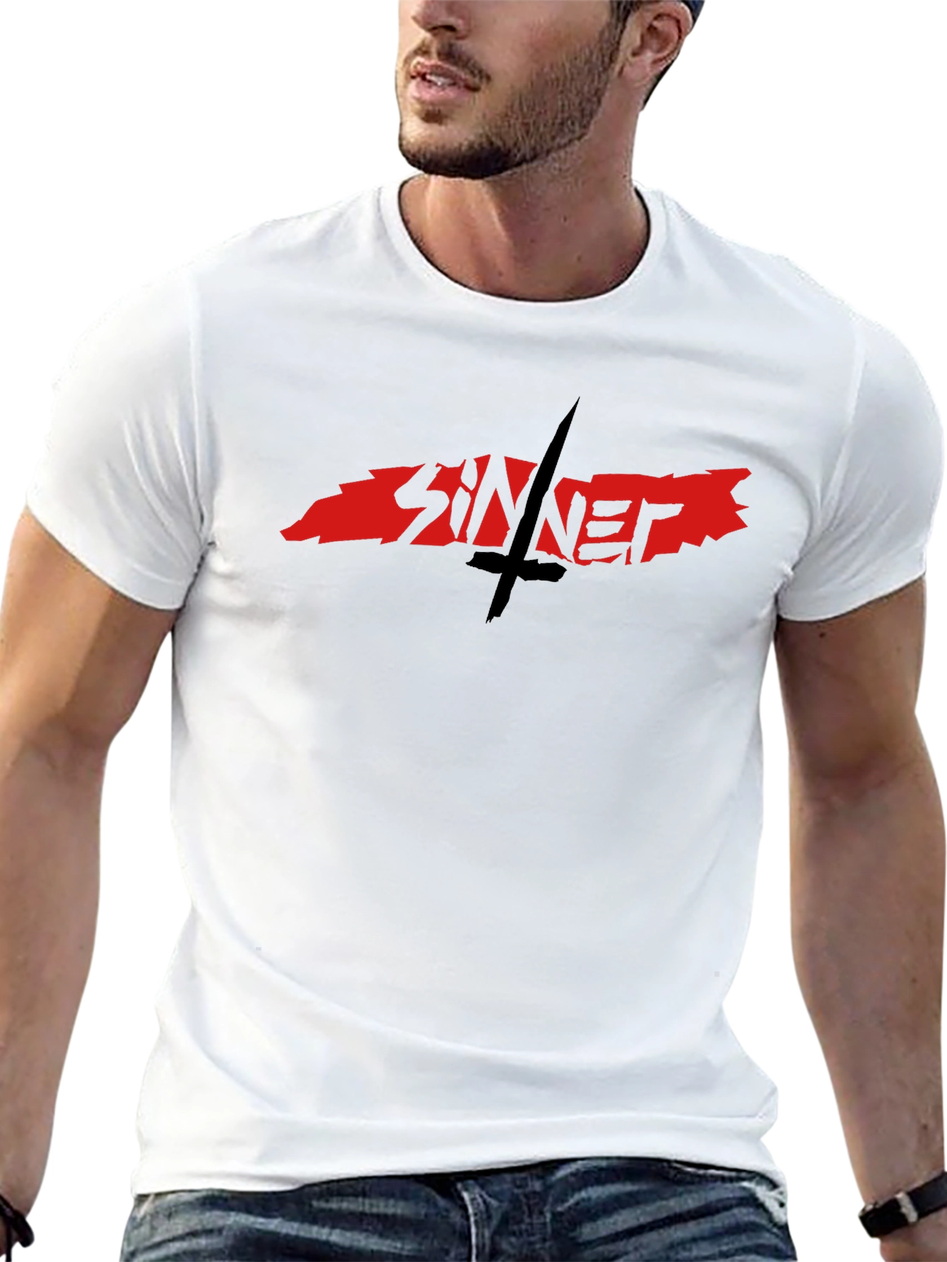 Sinner Graphic Tee - Black Cotton Blend