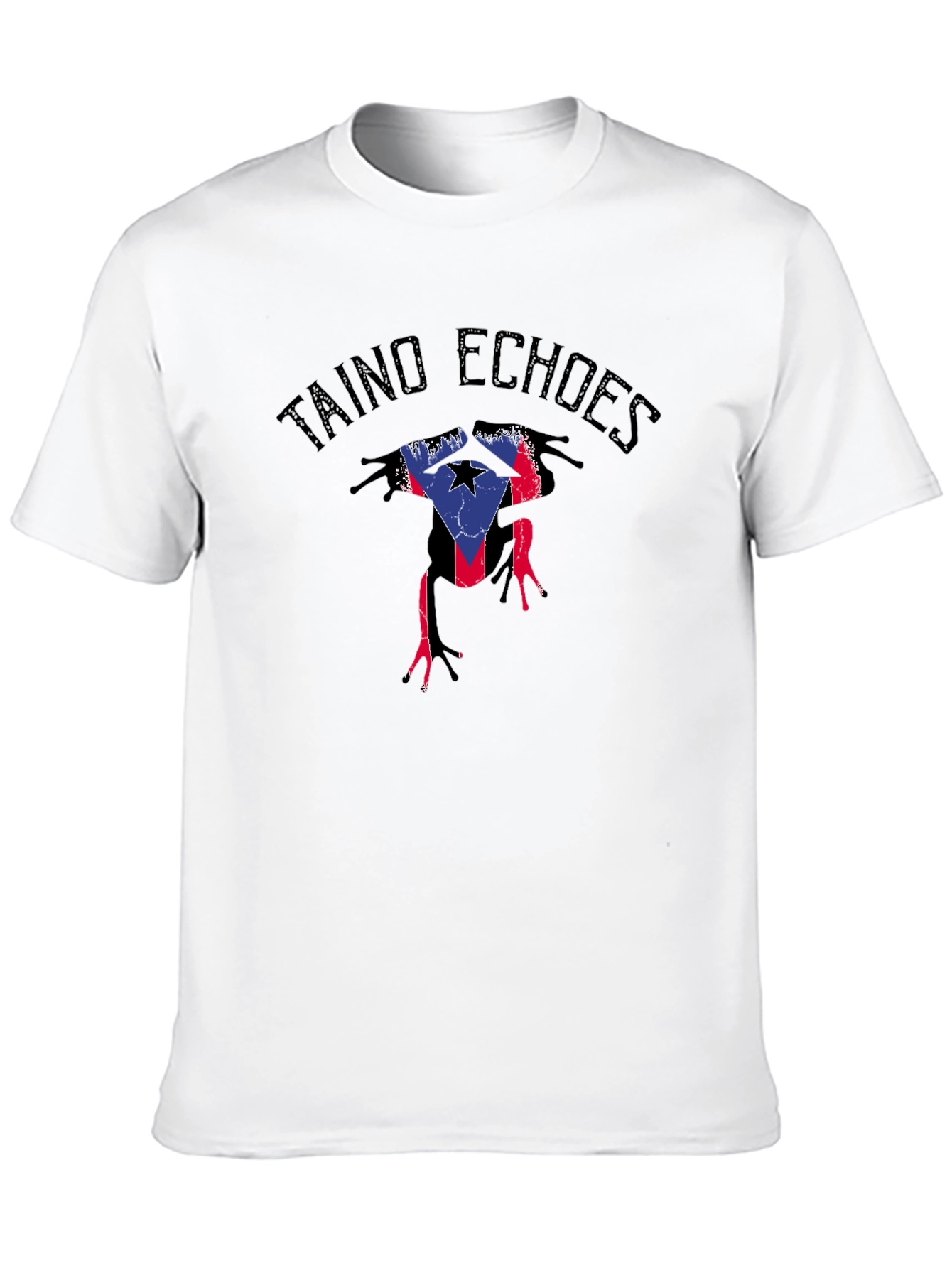 Taino Echoes Puerto Rico Flag Coqui Frog Black T-Shirt