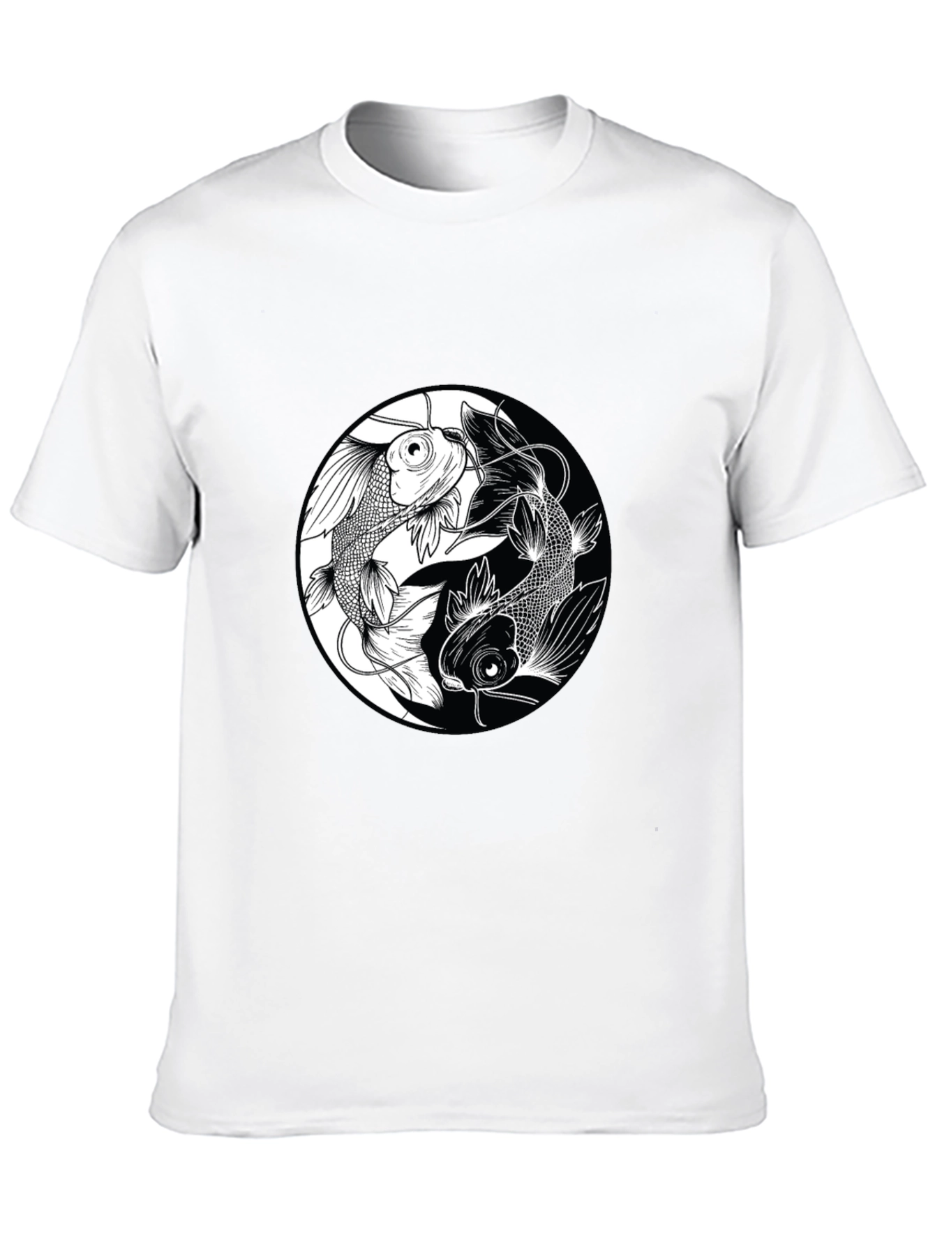 Yin Yang Koi Fish Graphic Black T-Shirt