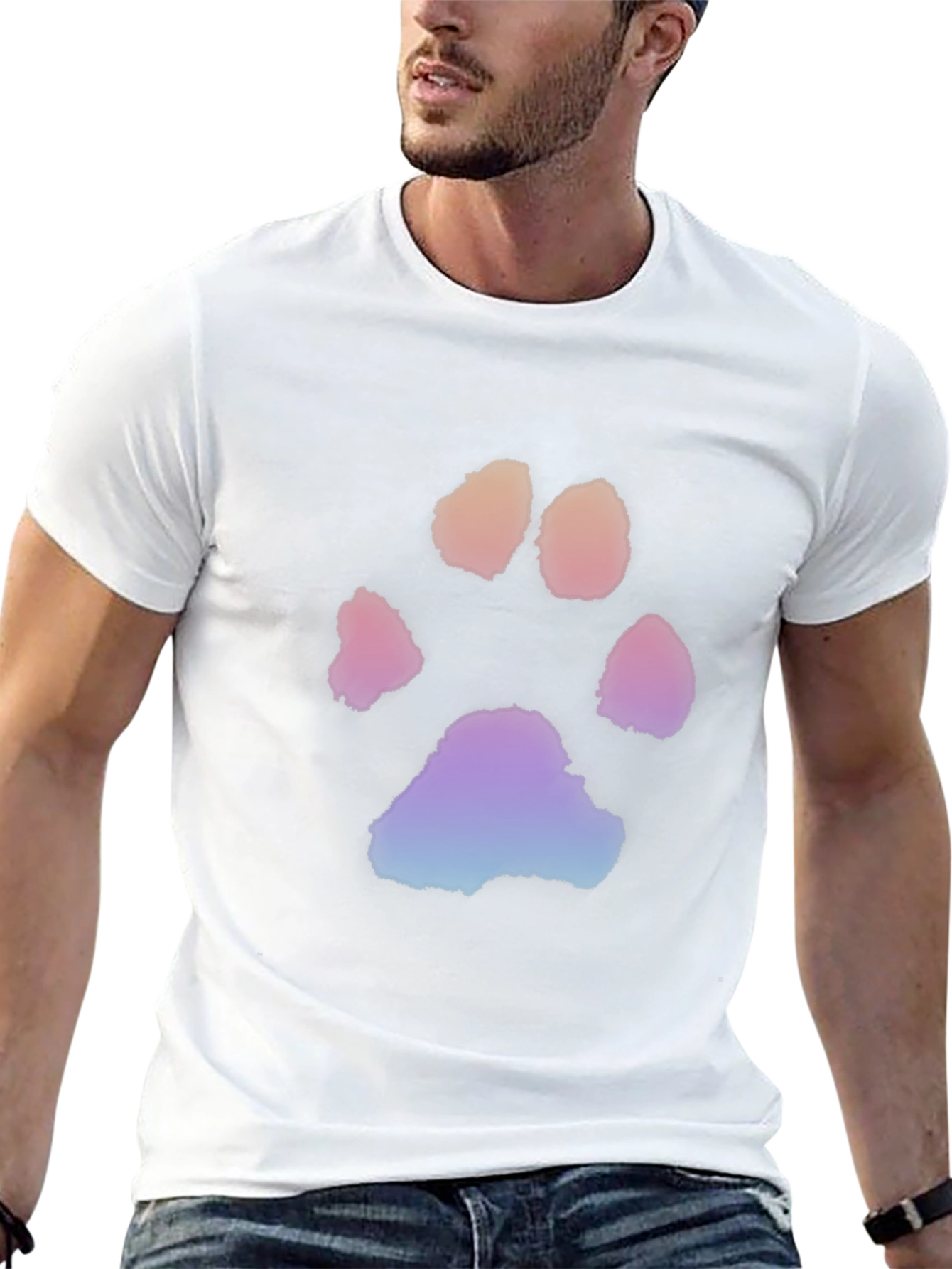 Rainbow Paw Print Black T-Shirt