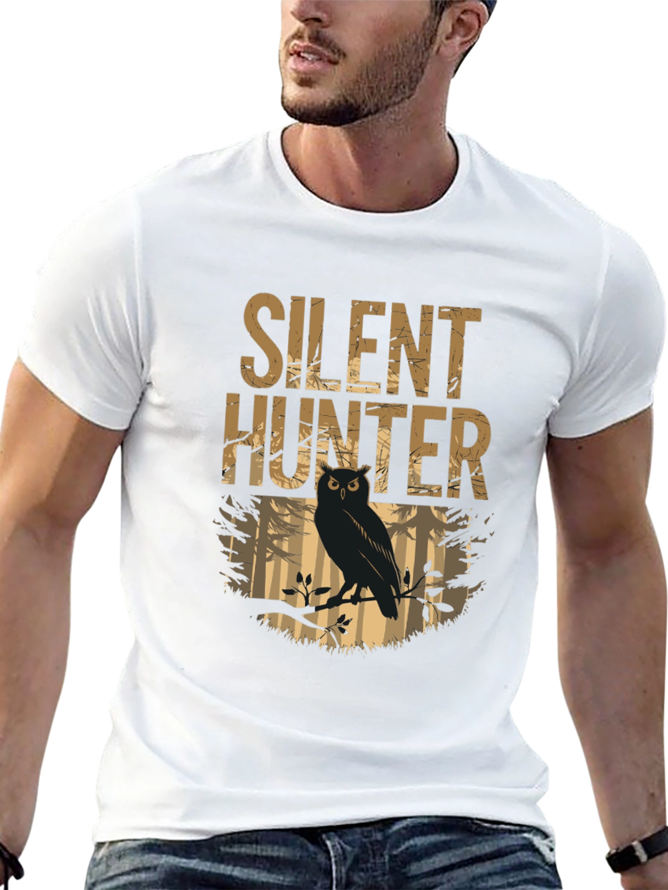 Silent Hunter Owl Graphic Tee - Mens Black T-Shirt