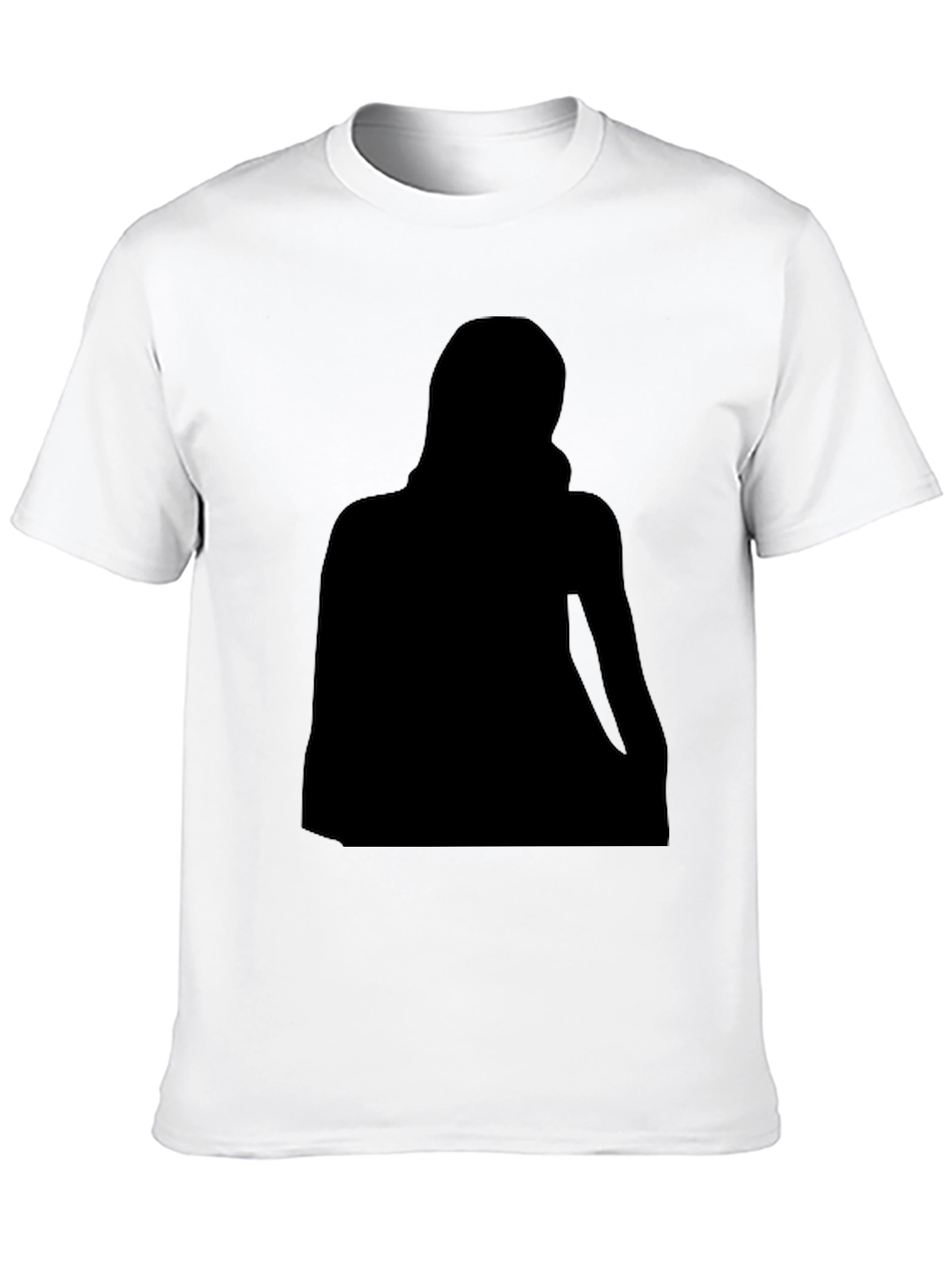 Black Crew Neck T-Shirt with Silhouette Graphic