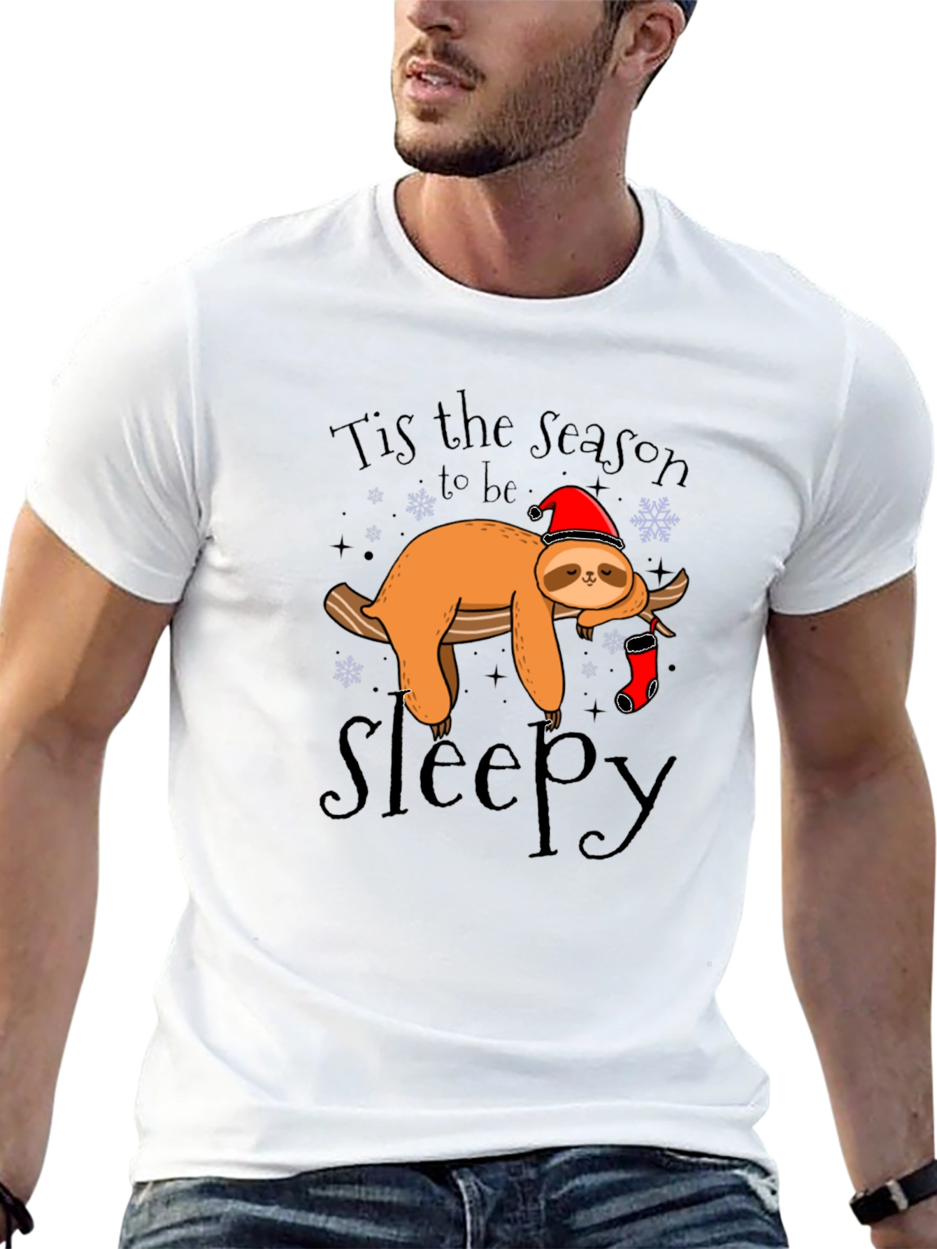 Tis the Season to be Sleepy Sloth Graphic T-Shirt