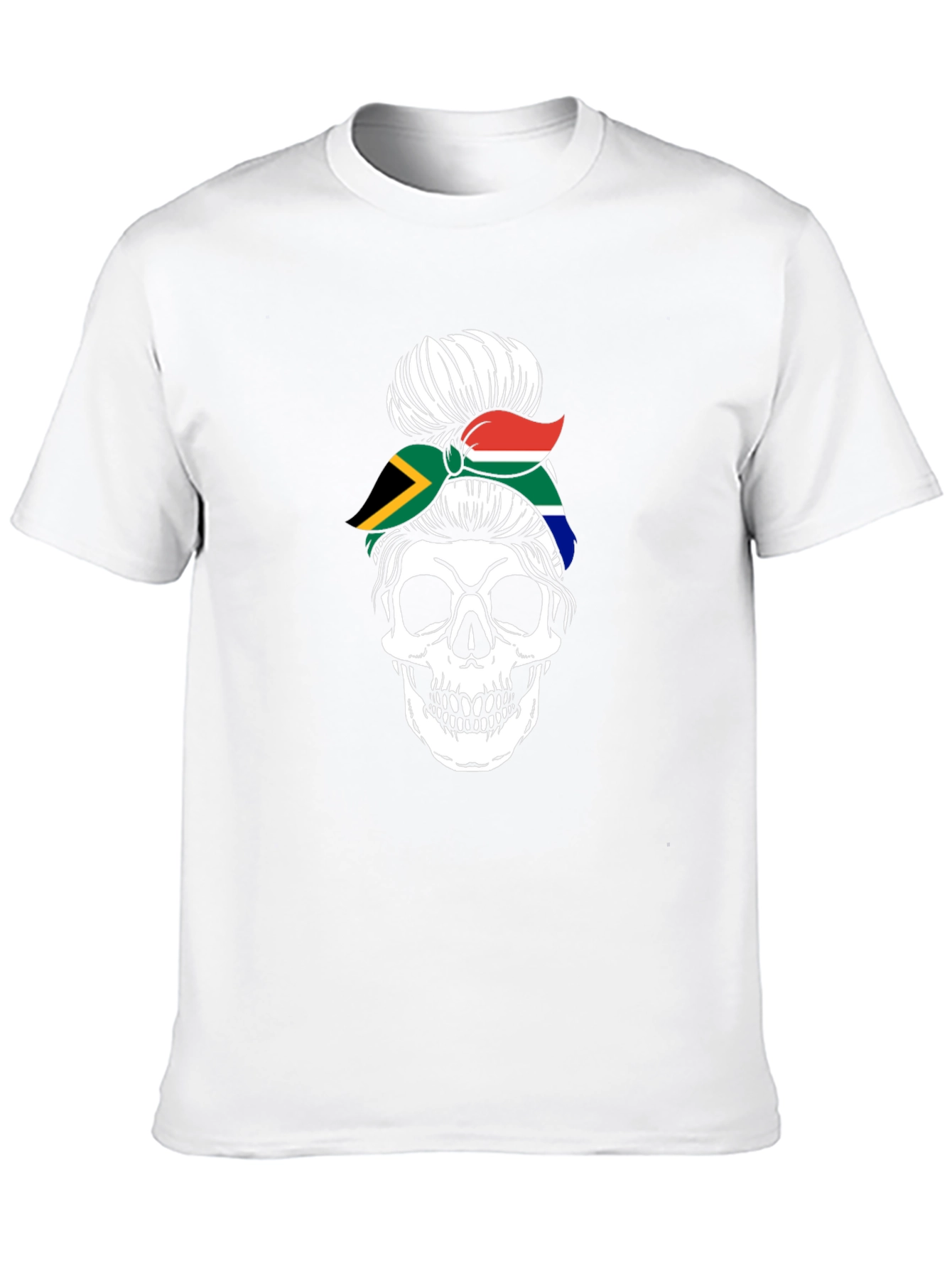 South Africa Skull Messy Bun T-Shirt