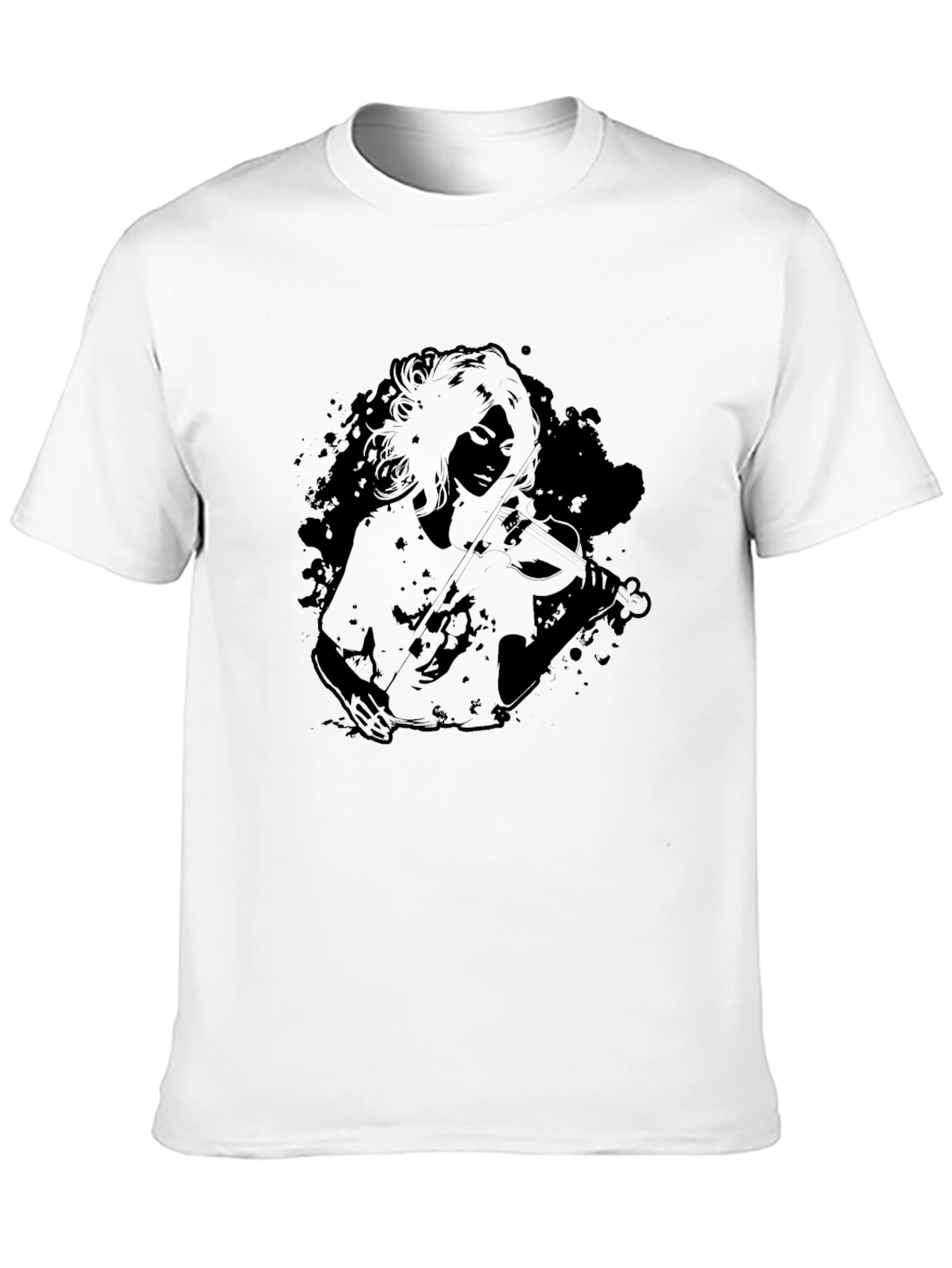 Black Graphic Tee - Woman Playing Violin