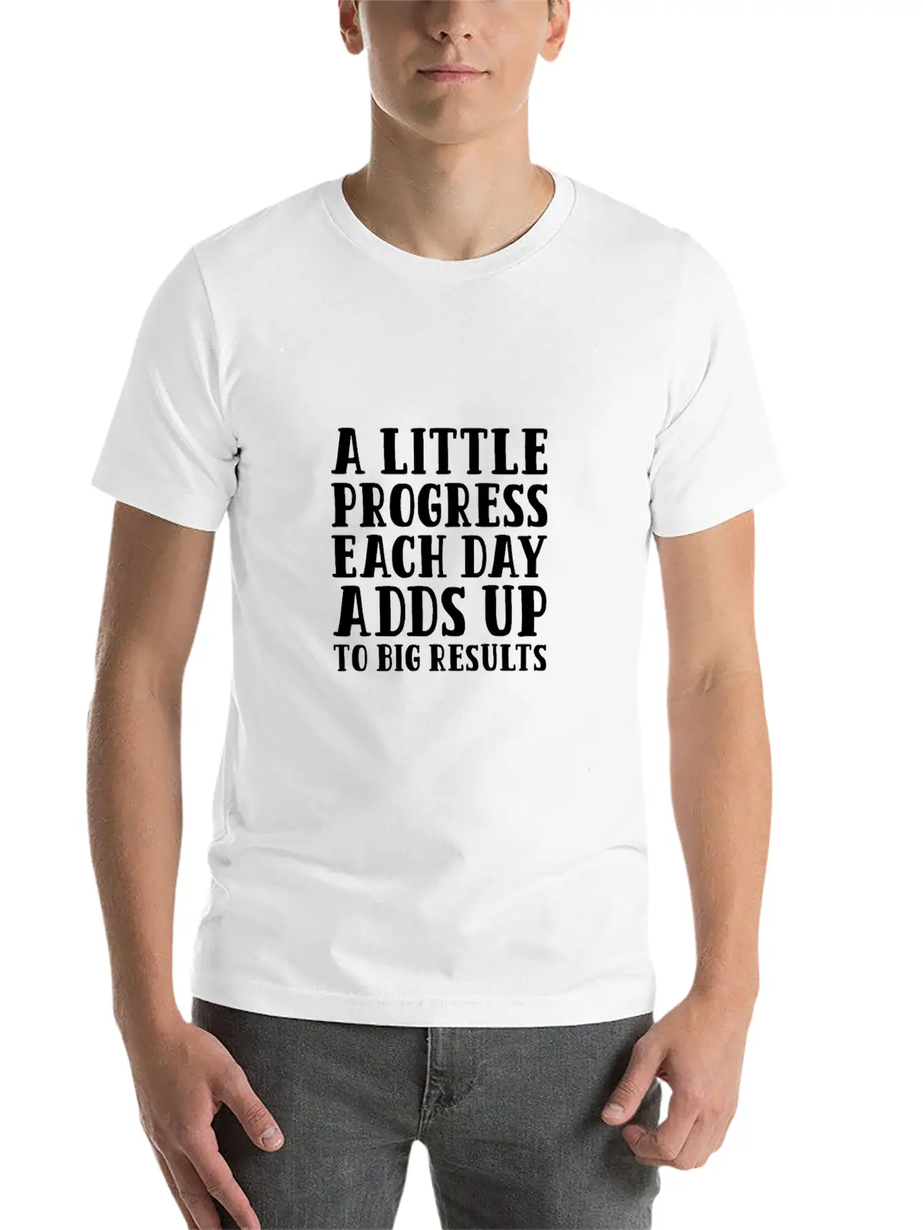 A Little Progress Each Day Adds Up To Big Results Lightweight Cotton T-Shirt – Daily Comfort Graphic Shirt