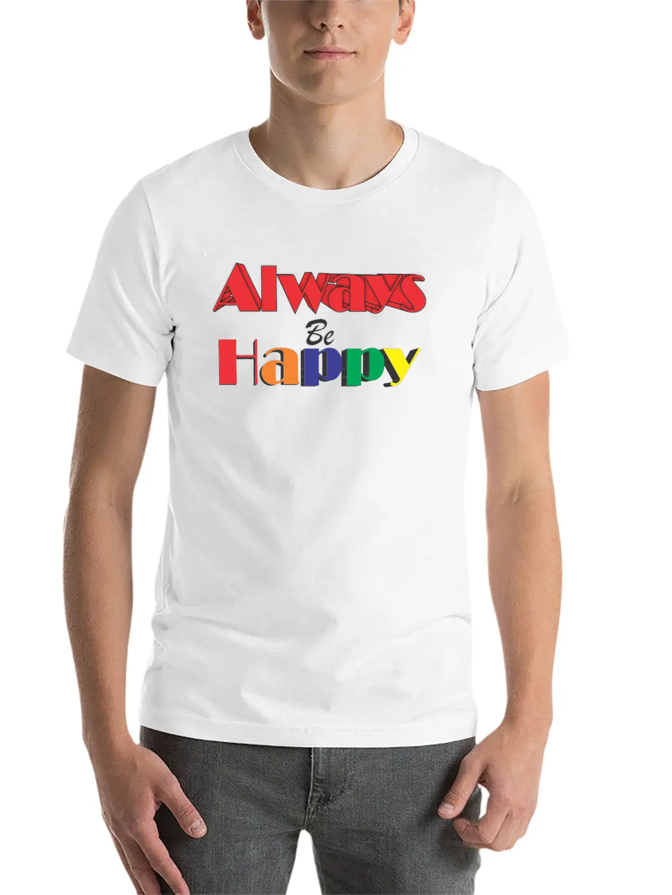 Always Happy Lightweight Cotton T-Shirt – Daily Comfort Graphic Shirt