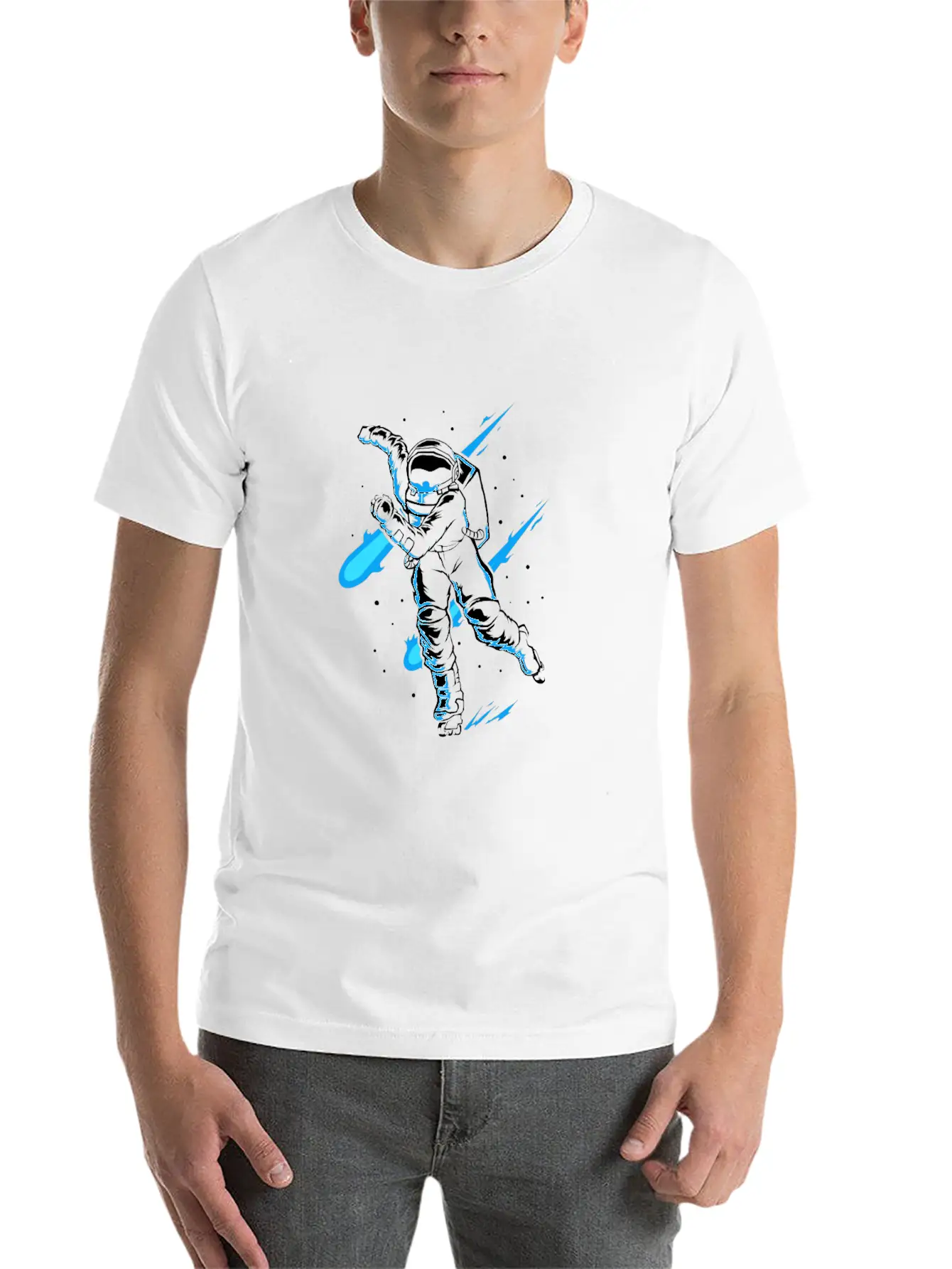 Astronaut Ice Skates Funny Ice Skater Lightweight Cotton T-Shirt – Daily Comfort Graphic Shirt