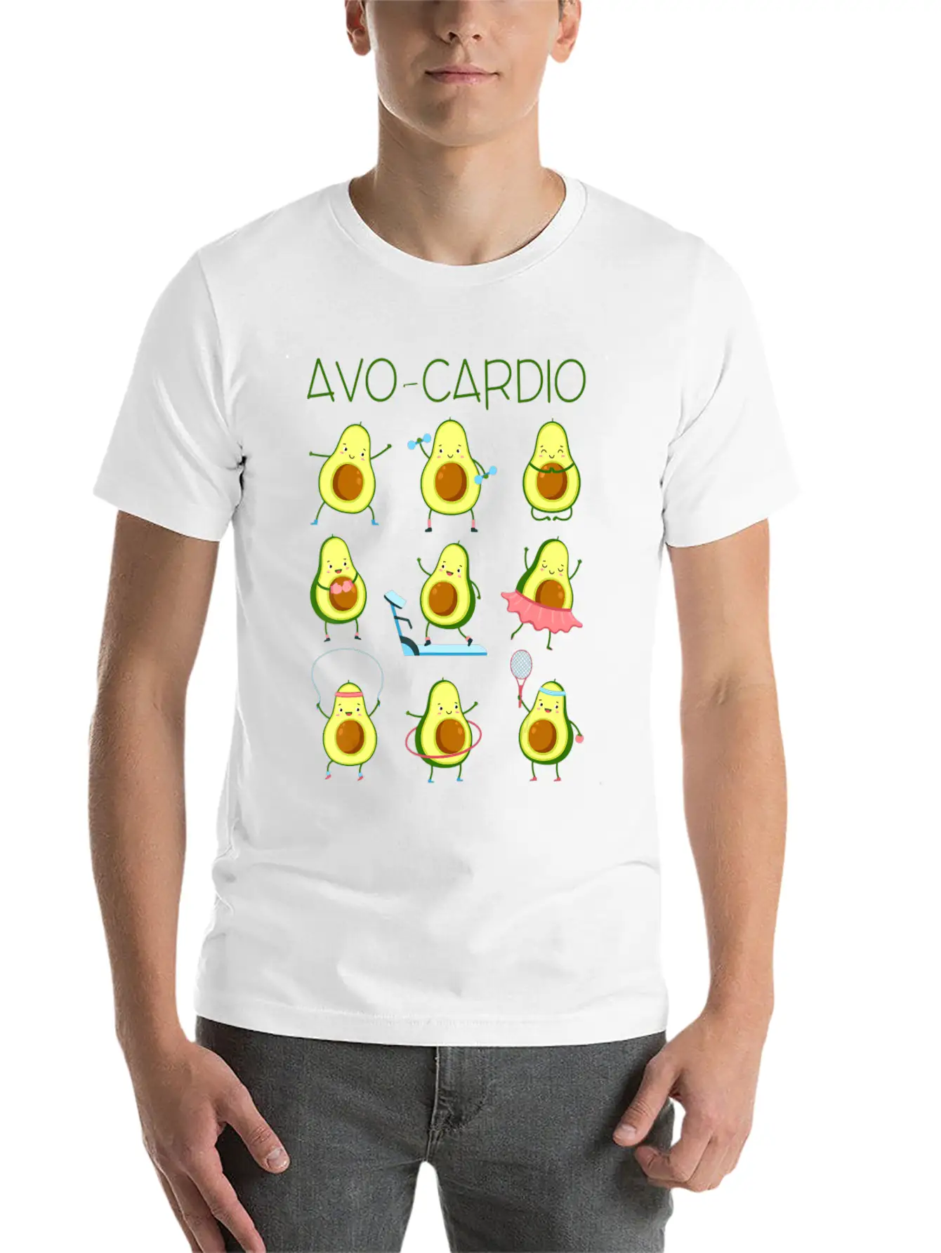 Avo Cardio Avocado Cardio Funny Exercise Fruit Pu Lightweight Cotton T-Shirt – Daily Comfort Graphic Shirt
