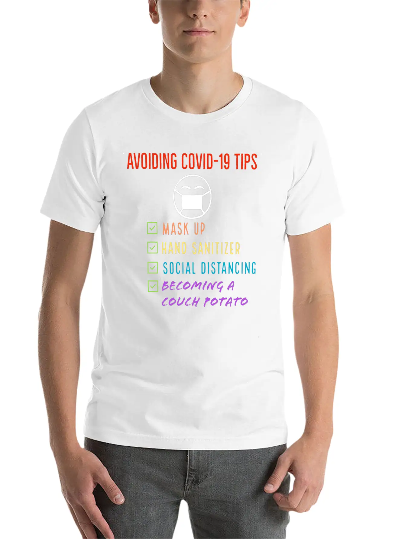Avoiding Covid-19 Tips Checklist Lightweight Cotton T-Shirt – Daily Comfort Graphic Shirt