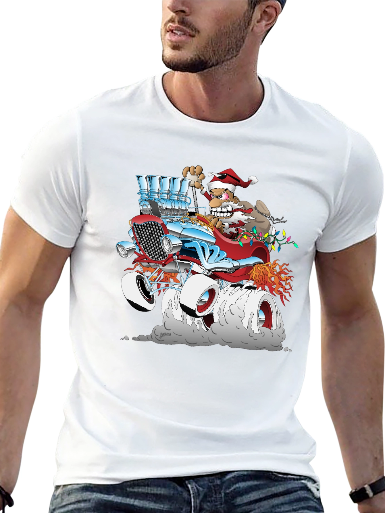 Santa Hot Rod Graphic T-Shirt