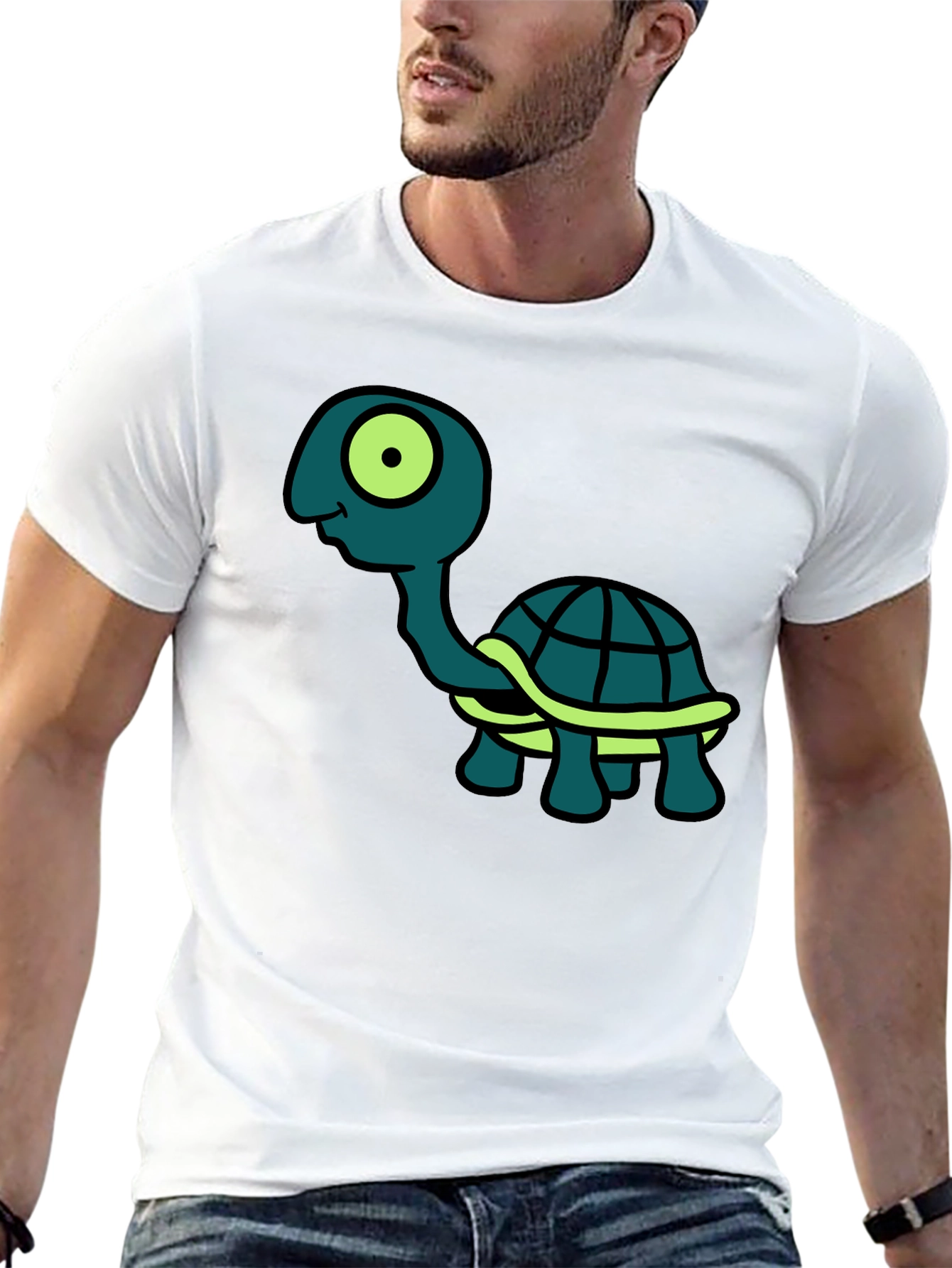 Cartoon Turtle Graphic Tee - Black T-Shirt