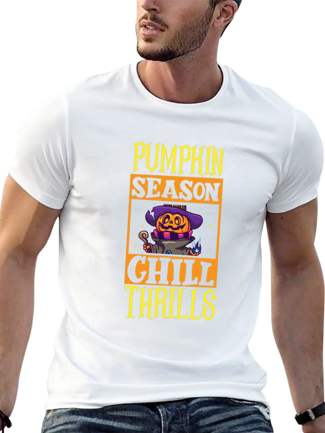 Pumpkin Season Chill Thrills Black T-Shirt
