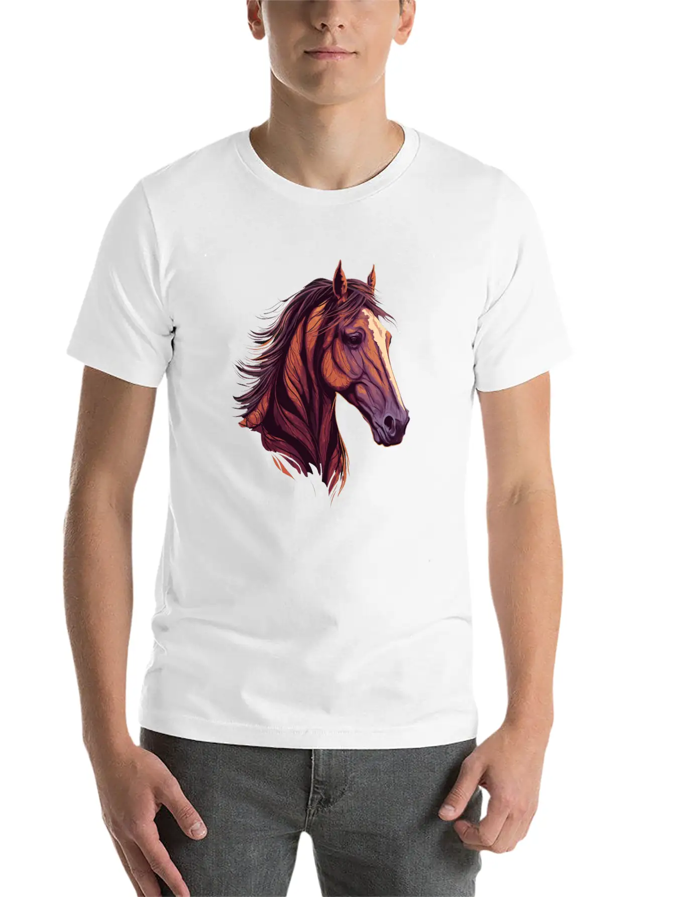 Beautiful Head Of Horse Lightweight Cotton T-Shirt – Daily Comfort Graphic Shirt