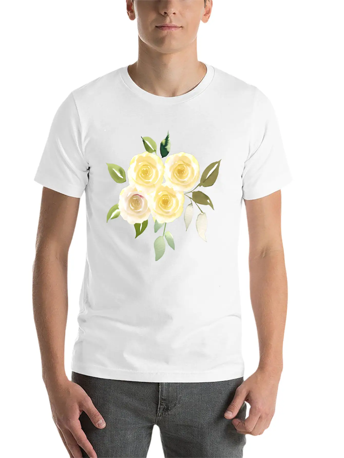Beautiful Yellow Roses Lightweight Cotton T-Shirt – Daily Comfort Graphic Shirt
