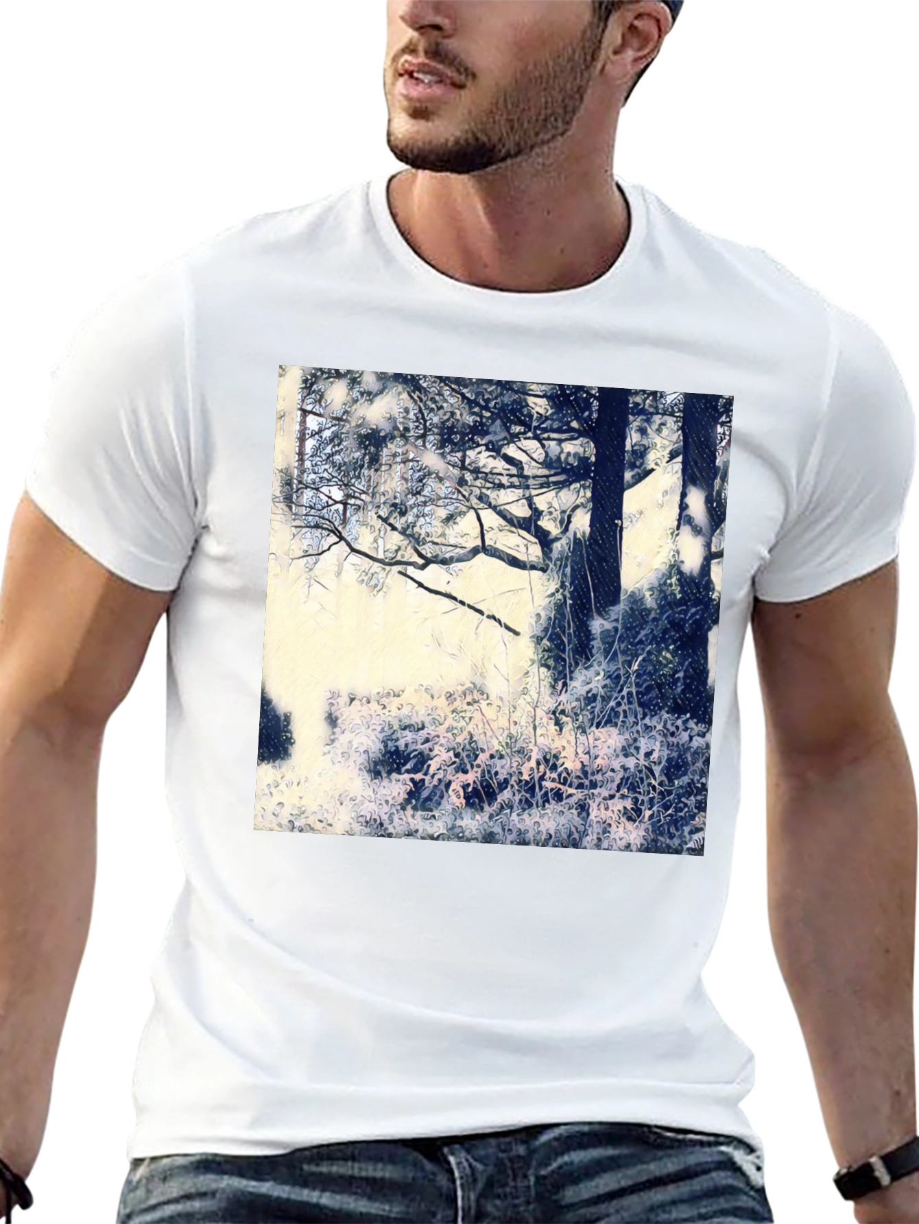 Artistic Nature Scene Black T-Shirt