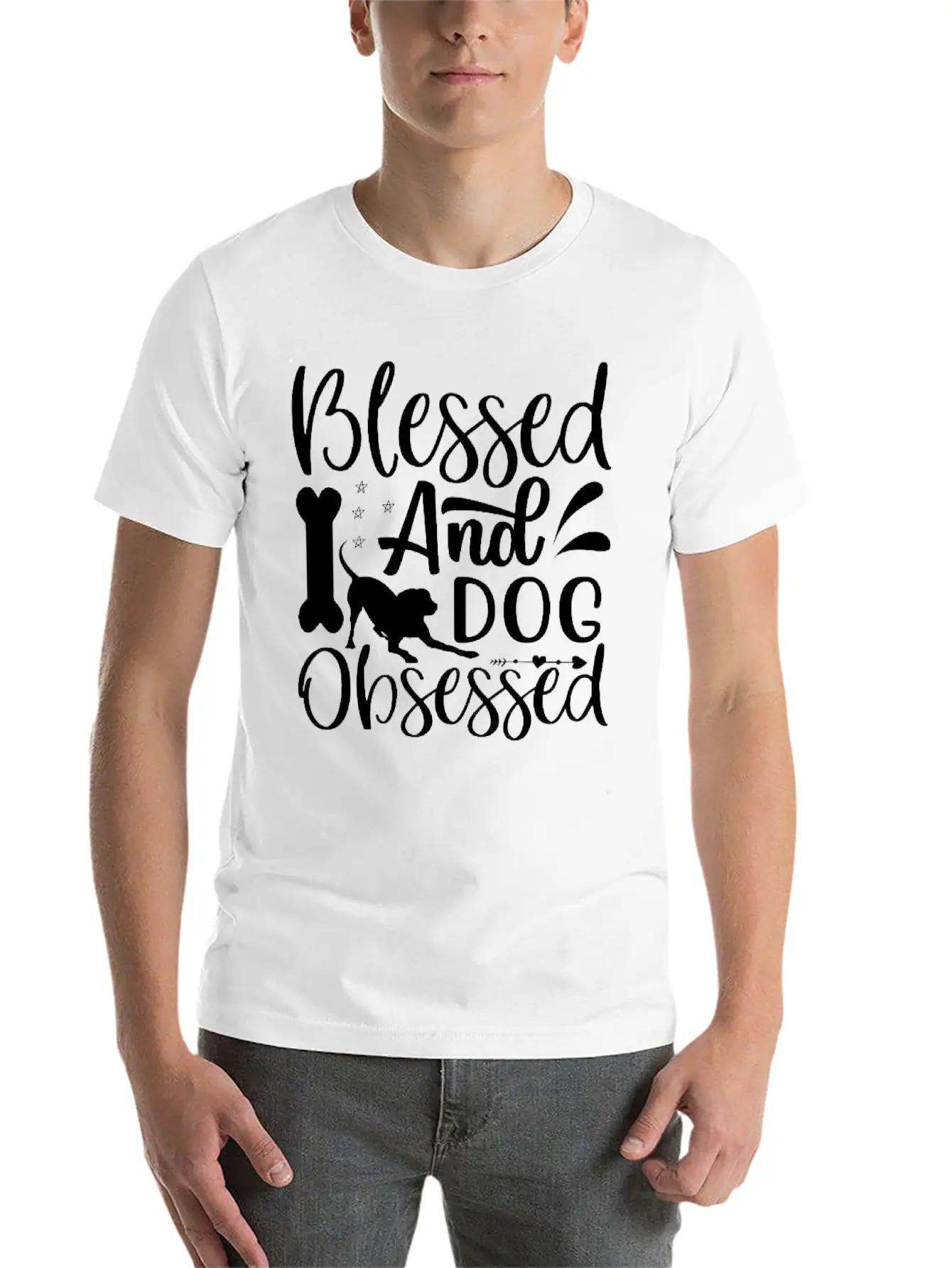 Blessed And Dog Obsessed-Dog-Dog Lover-Dogs Lightweight Cotton T-Shirt – Daily Comfort Graphic Shirt
