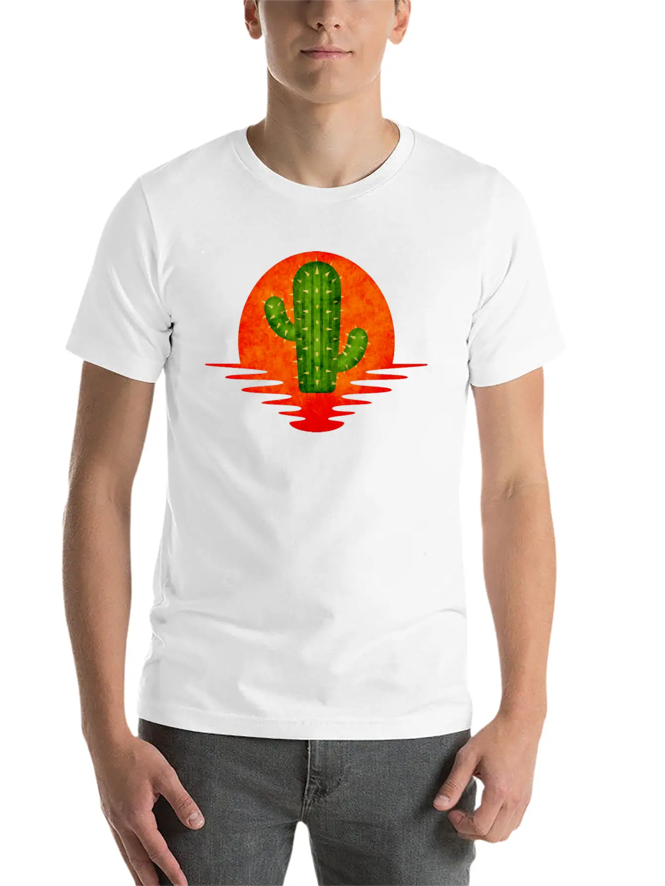 Cactus Retro Lightweight Cotton T-Shirt – Daily Comfort Graphic Shirt