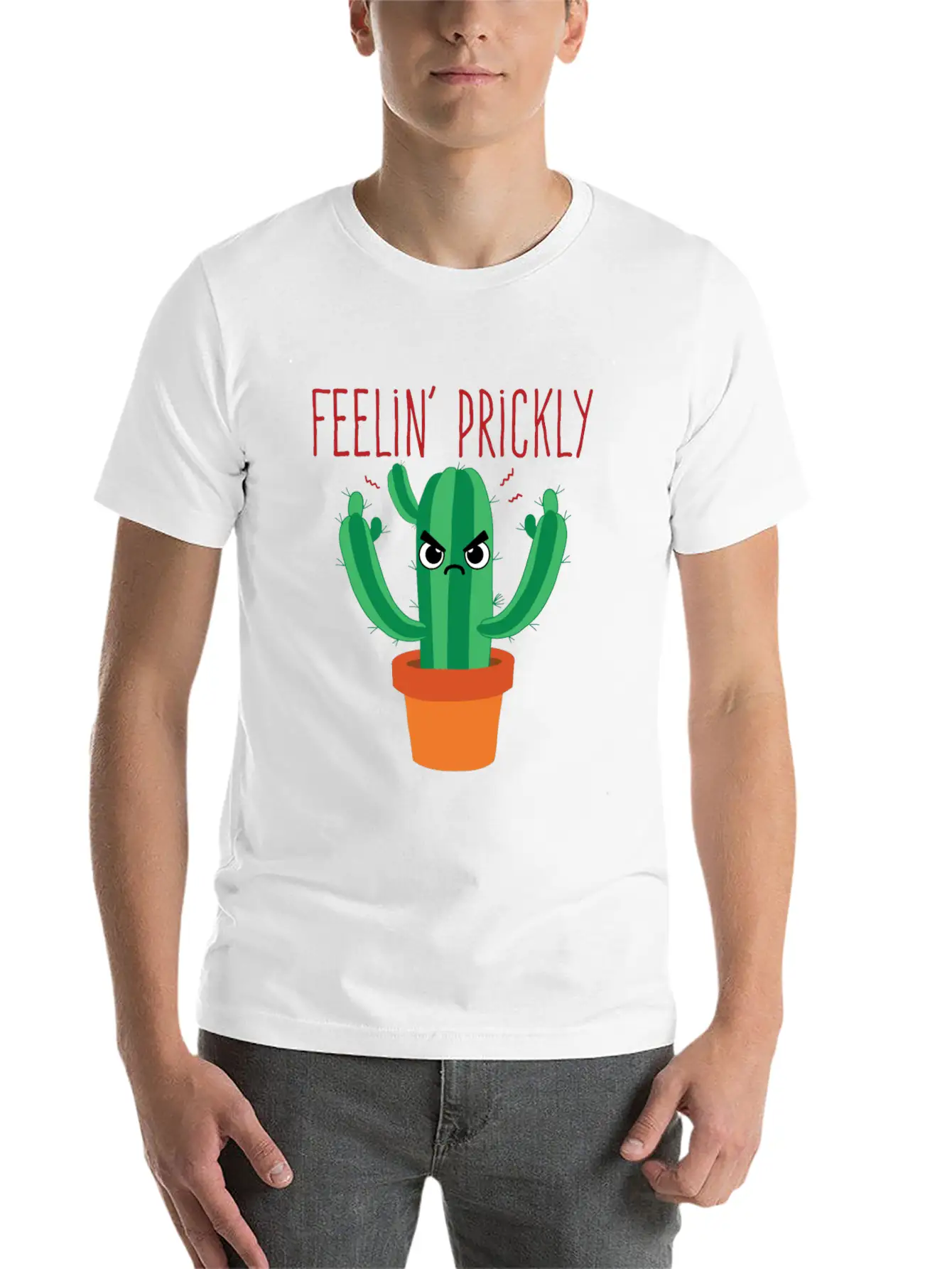 Cactus Shirt - Feelin' Prickly Lightweight Cotton T-Shirt – Daily Comfort Graphic Shirt
