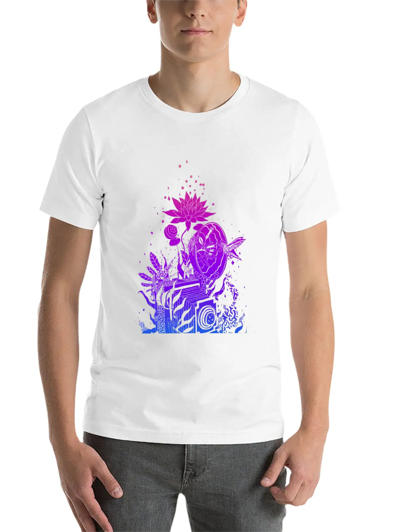 Camera With Plants Lightweight Cotton T-Shirt – Daily Comfort Graphic Shirt