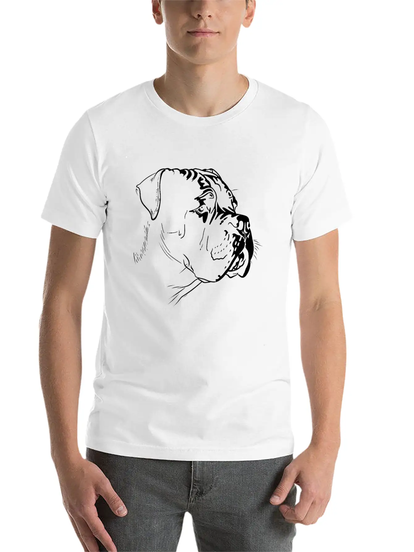 Cane Corso Face Gentle Giant Silhouette Line Art Lightweight Cotton T-Shirt – Daily Comfort Graphic Shirt