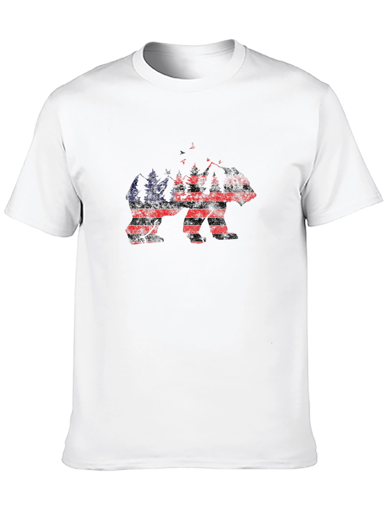 American Flag Bear Graphic Print T-Shirt