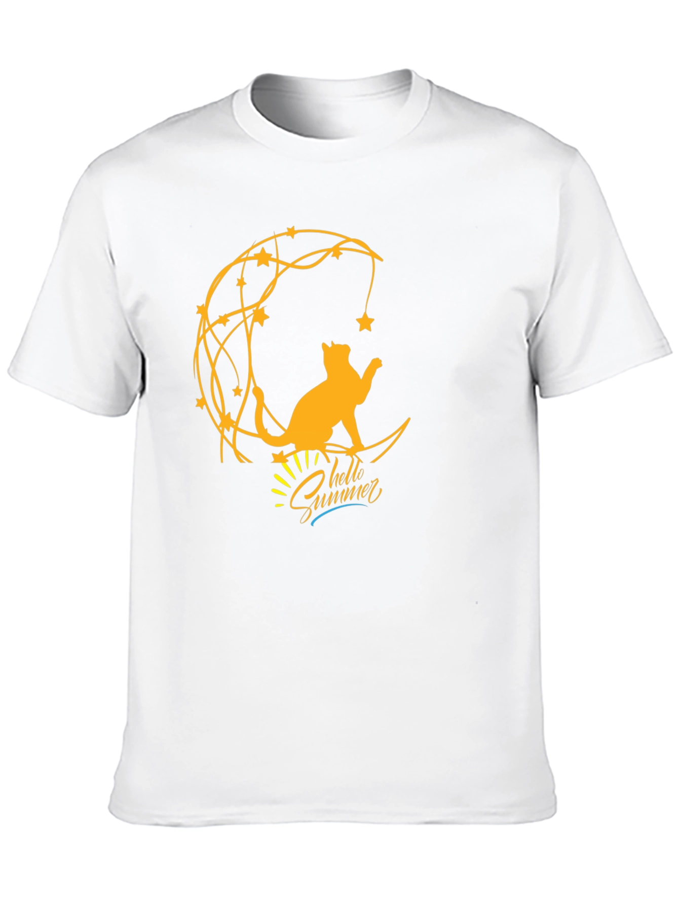 Cat on Moon Graphic Tee - Hello Summer T-Shirt