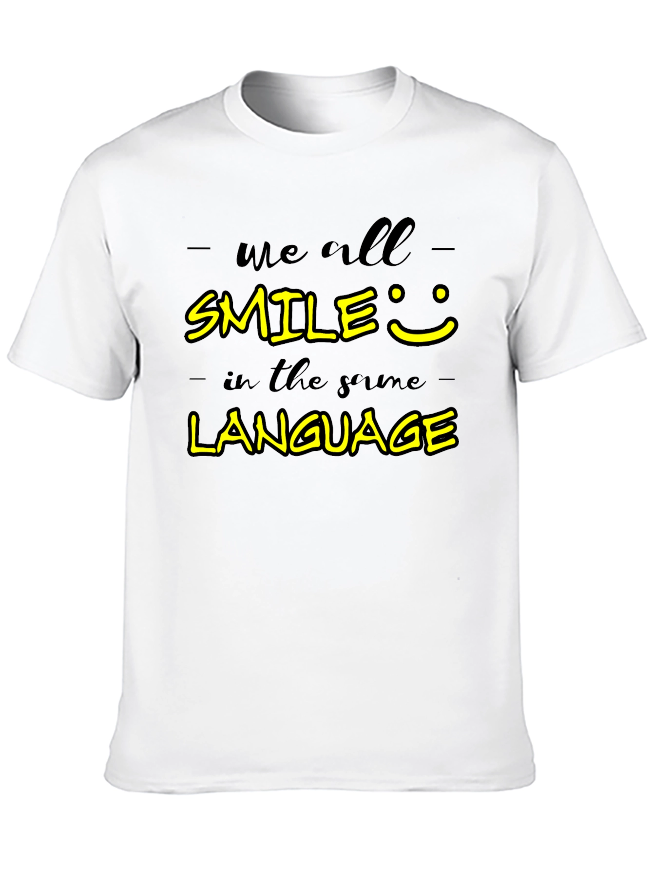Smile Language Graphic Tee - Unisex Casual Black T-Shirt