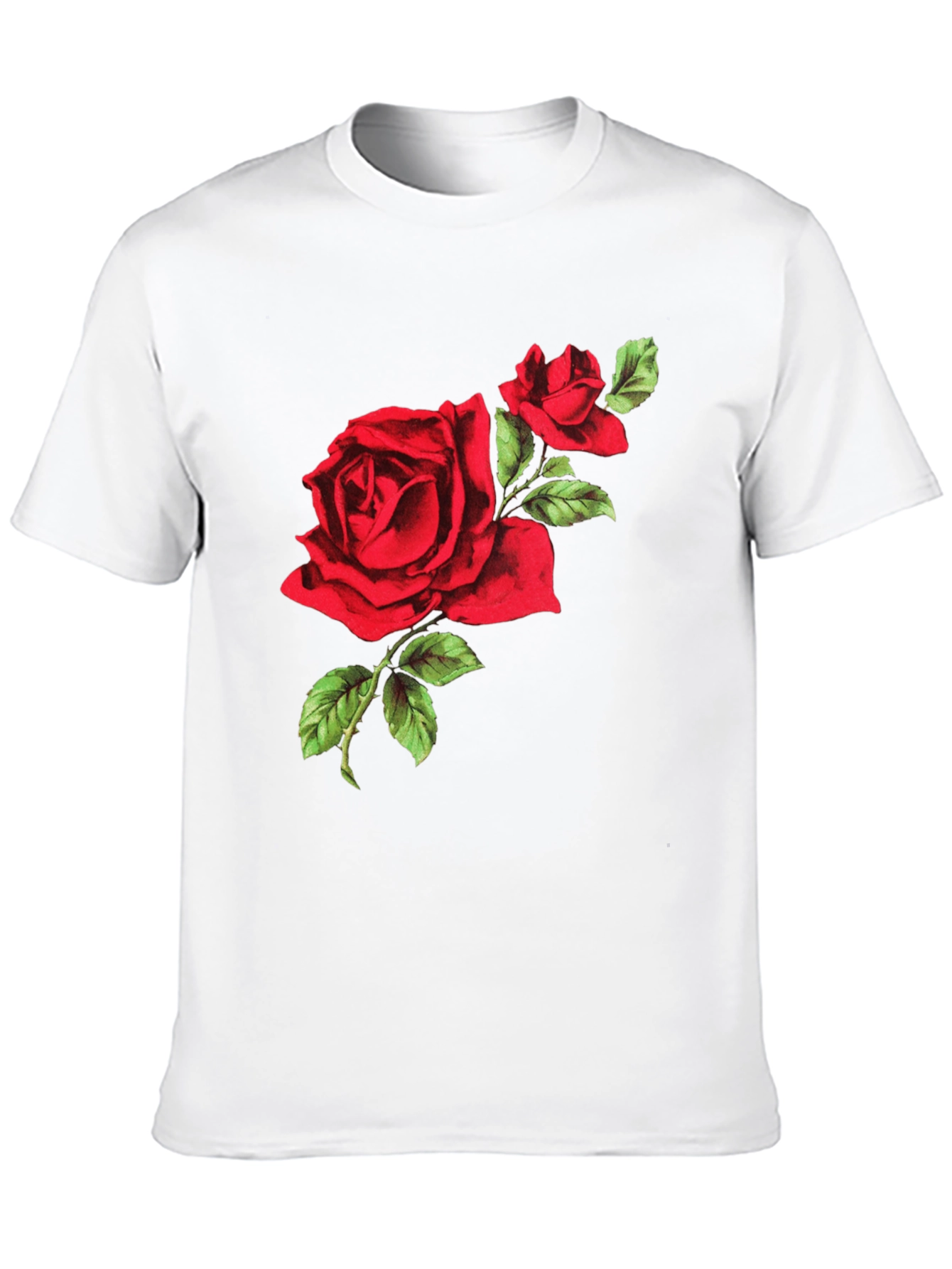 Red Rose Graphic Tee - Black Cotton T-Shirt