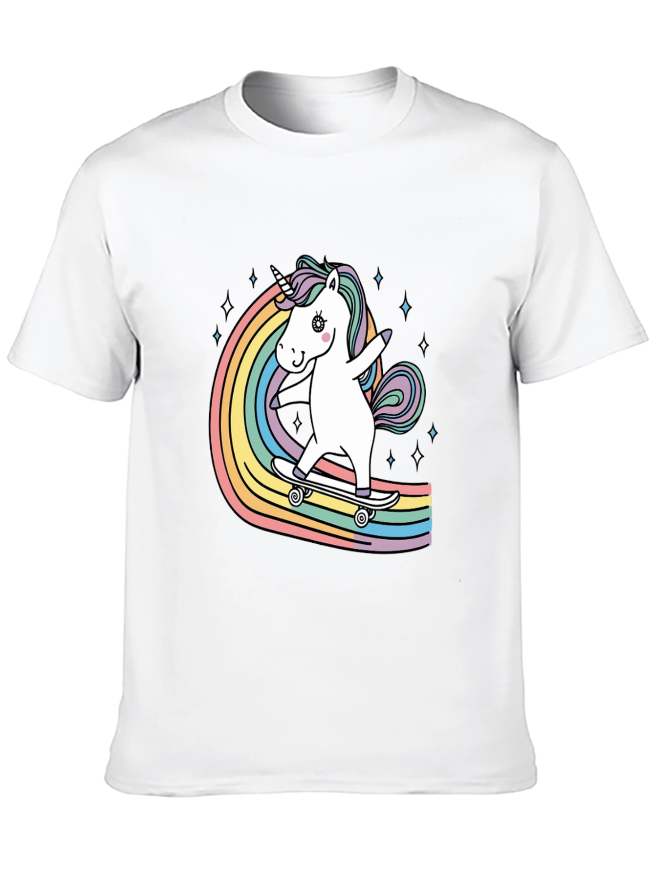 Unicorn Skateboard Rainbow T-Shirt
