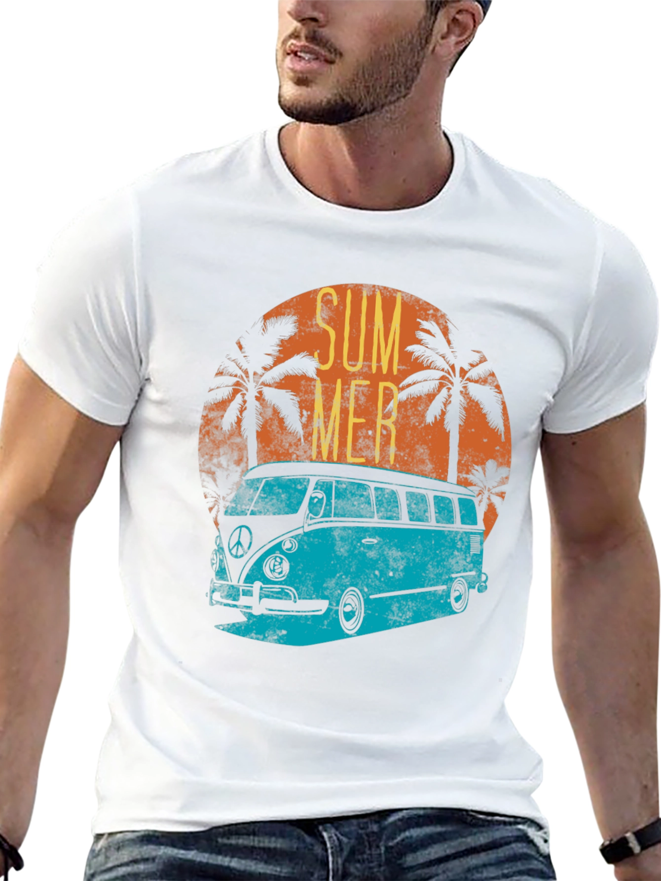 Retro Summer Van T-Shirt - Black