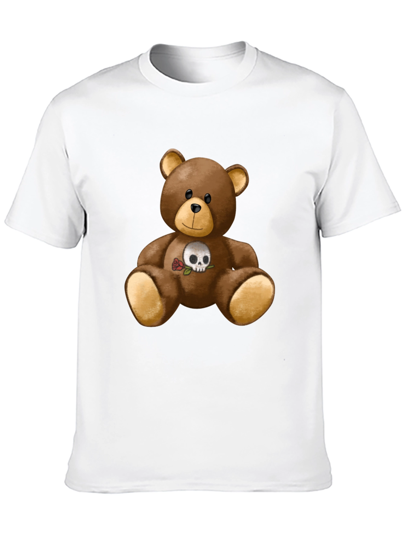 Teddy Bear Skull Rose Graphic Tee