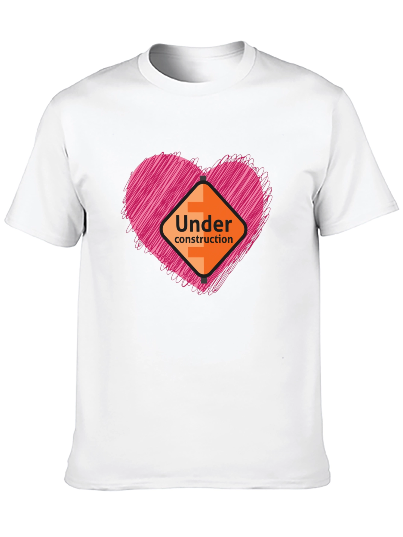 Under Construction Heart Graphic Tee - Soft Black Shirt