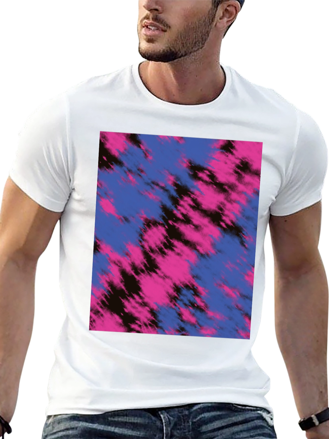 Abstract Tie-Dye Print Crew Neck T-Shirt