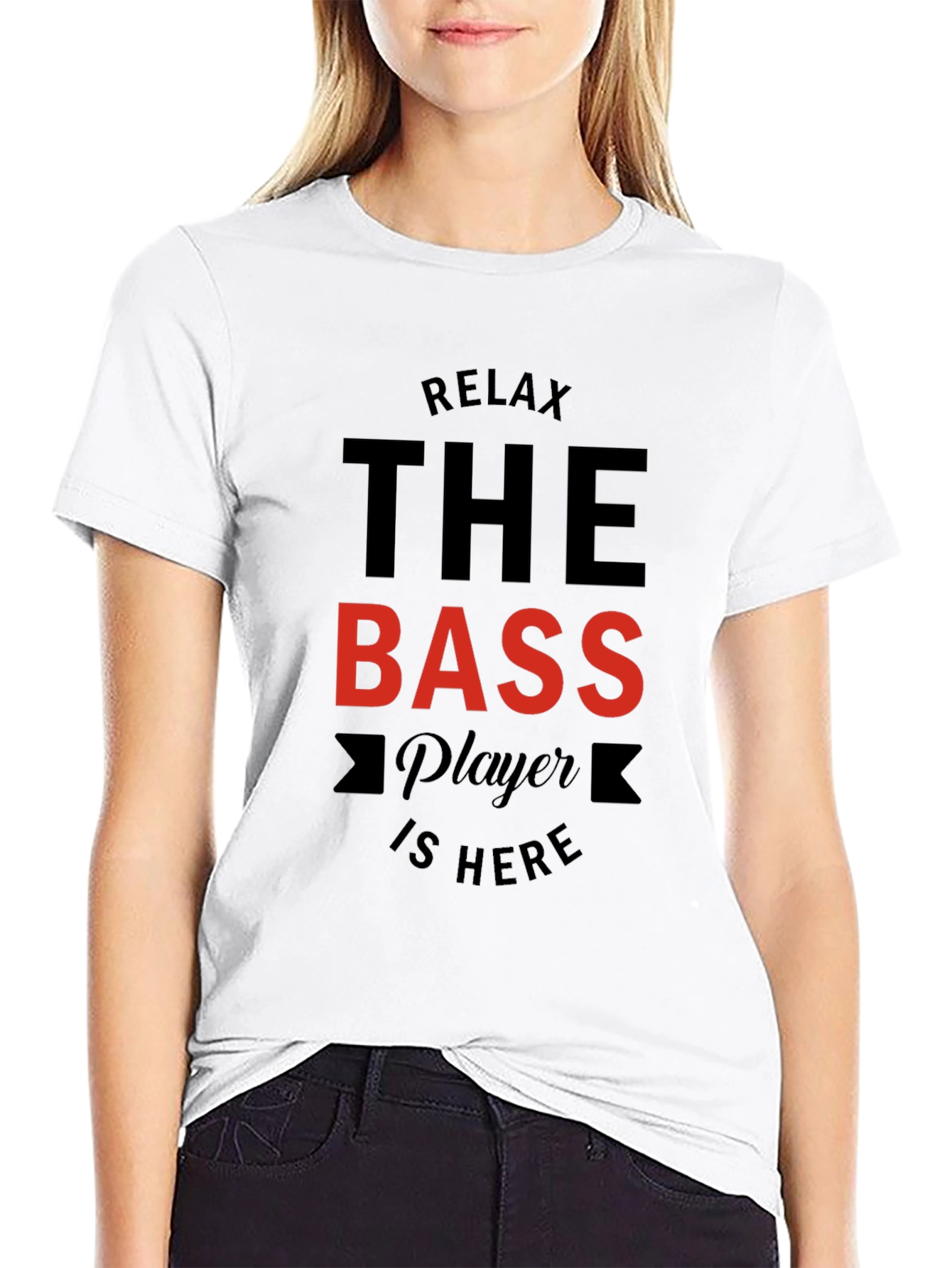 Relax The Bass Player Is Here Black Graphic T-Shirt