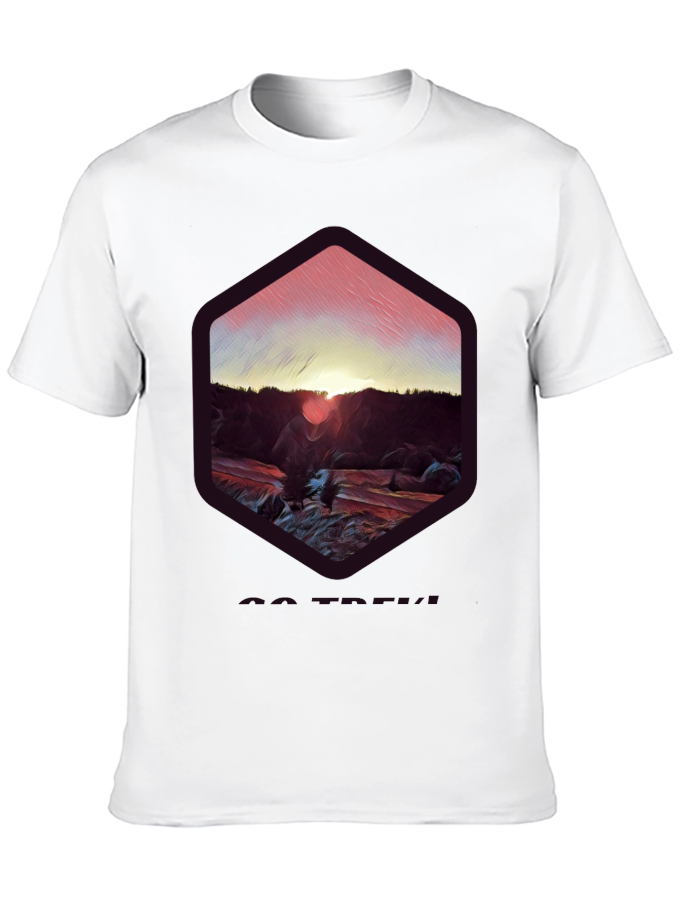 Sunset Mountain Graphic Tee - Soft Black Cotton Blend