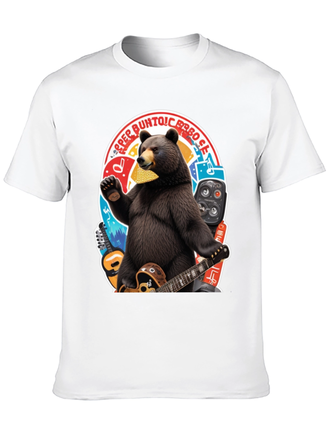 Bear Playing Guitar Graphic T-Shirt