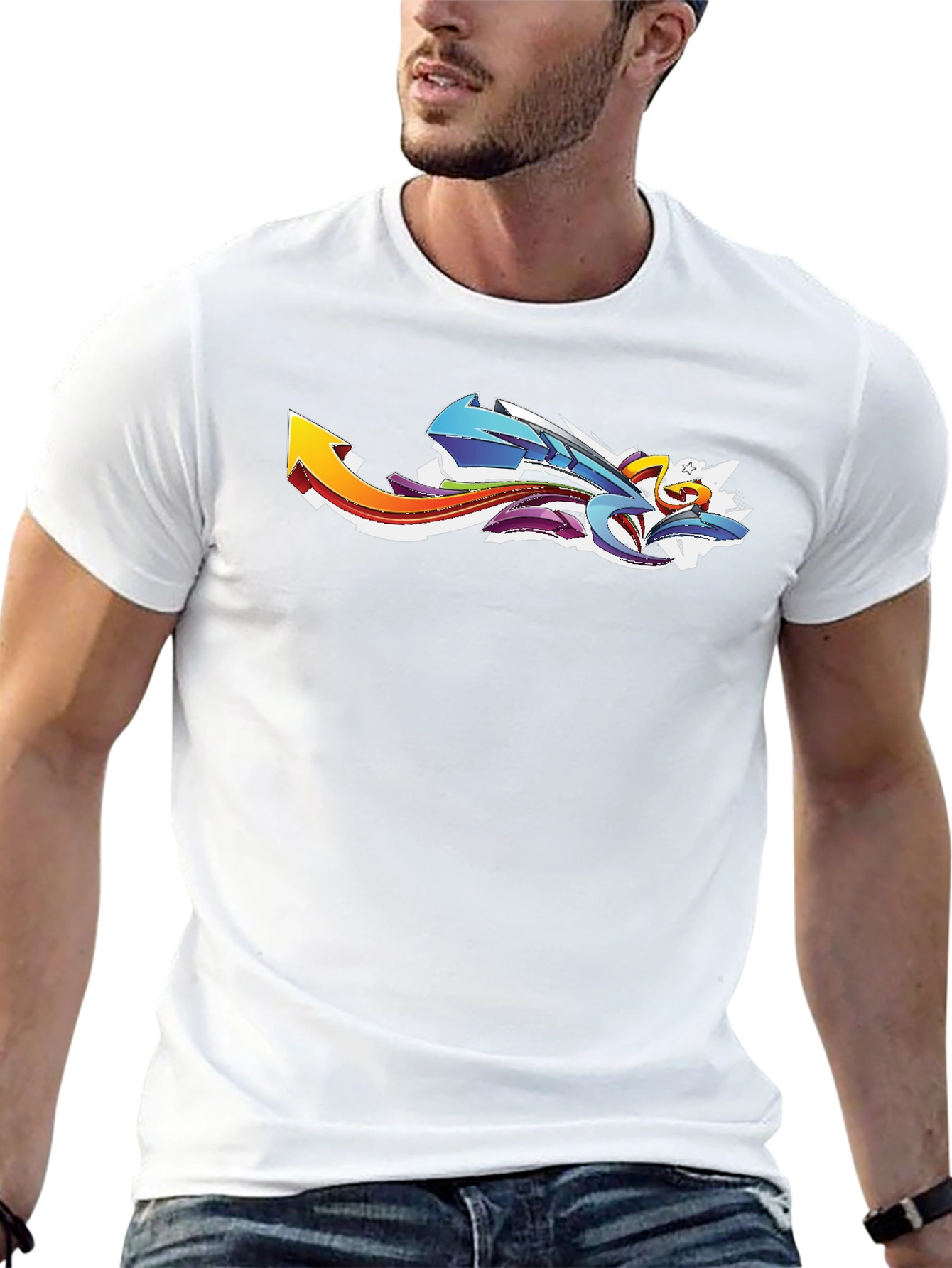 Abstract Graffiti Graphic Black T-Shirt