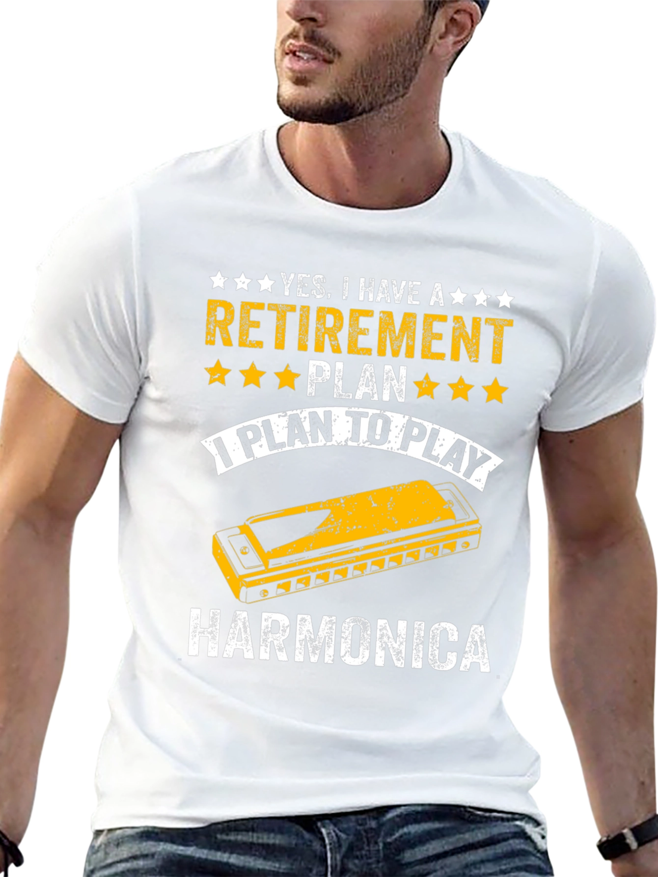 Retirement Harmonica Player Black T-Shirt