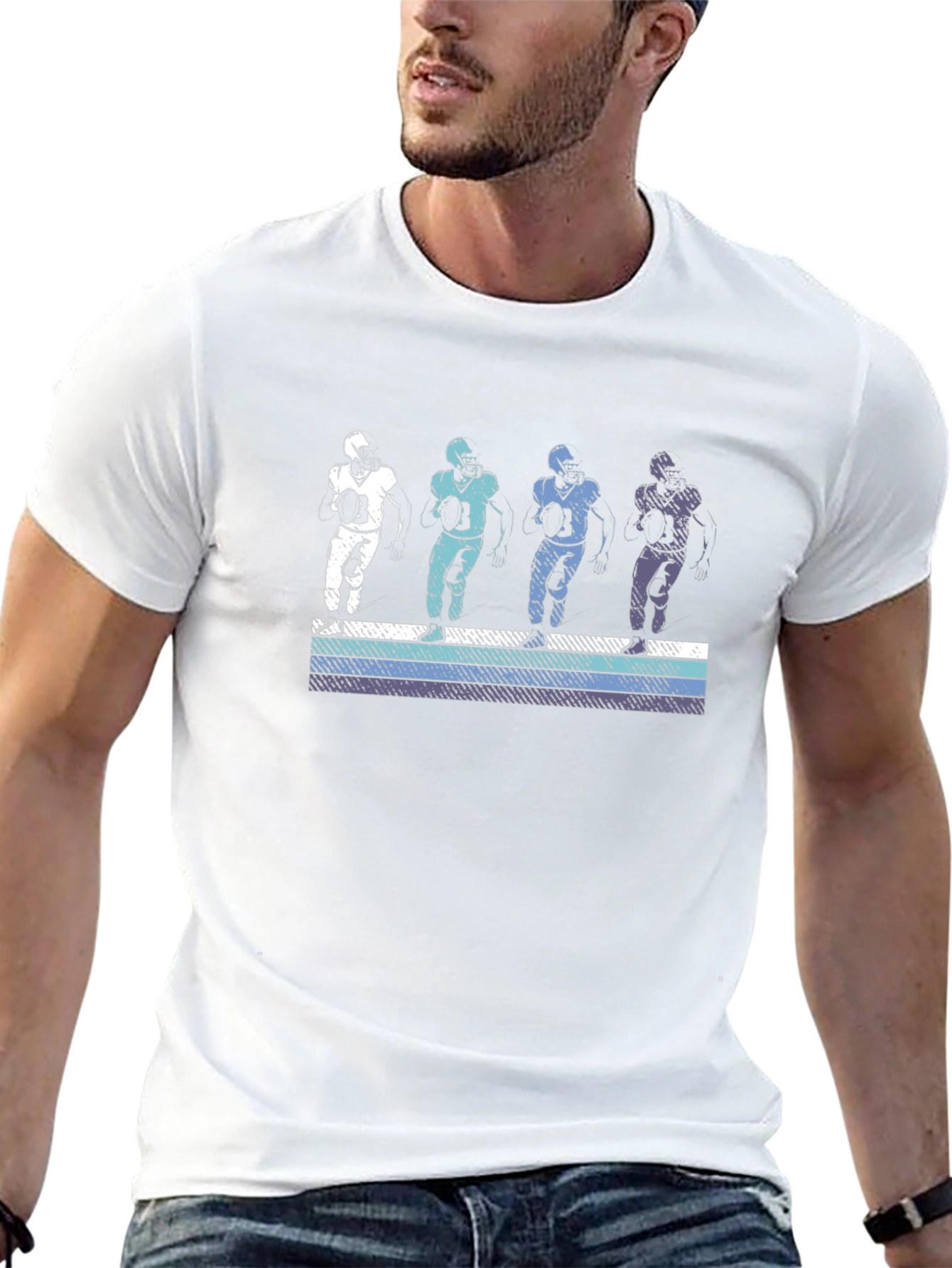 Retro Football Player Graphic T-Shirt