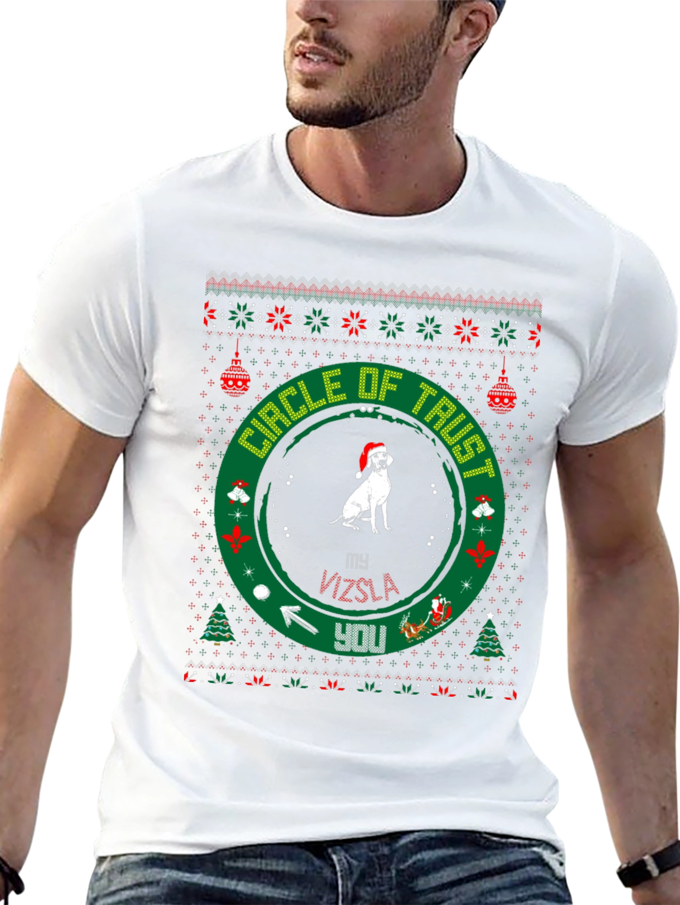 Vizsla Circle of Trust Christmas T-Shirt