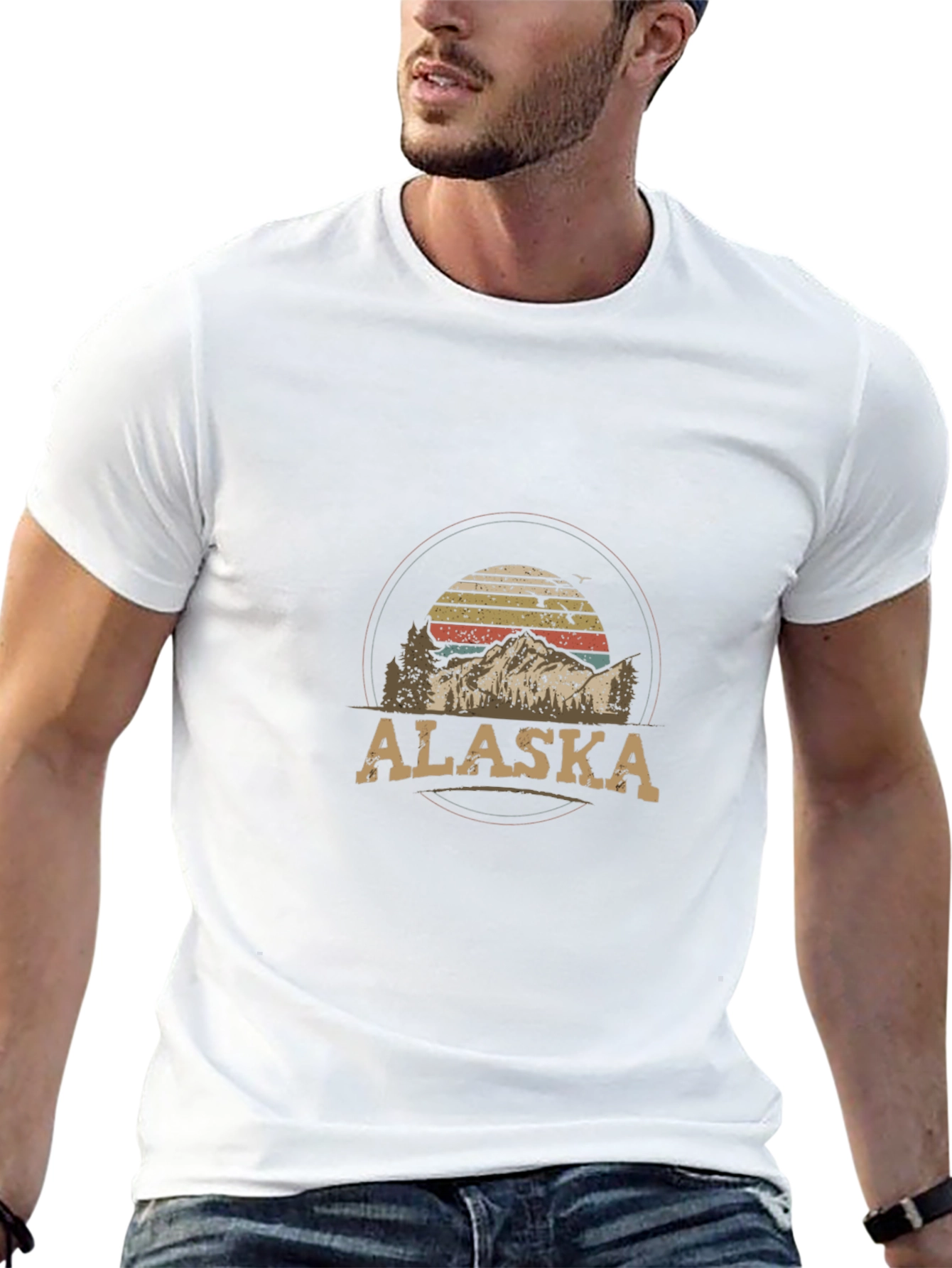 Alaska Mountain Graphic Tee - Retro Style T-Shirt