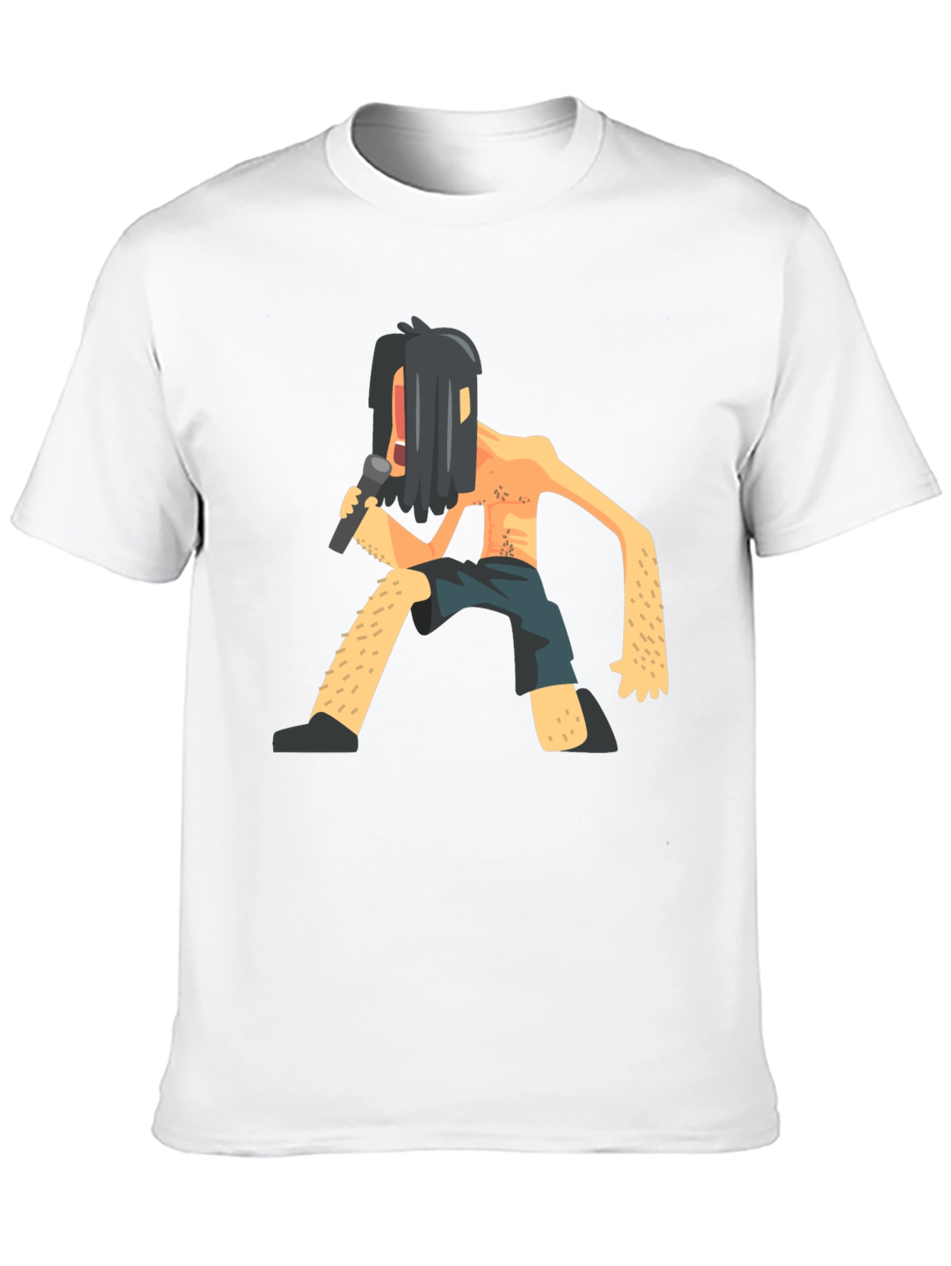 Black T-Shirt with Funny Singer Graphic