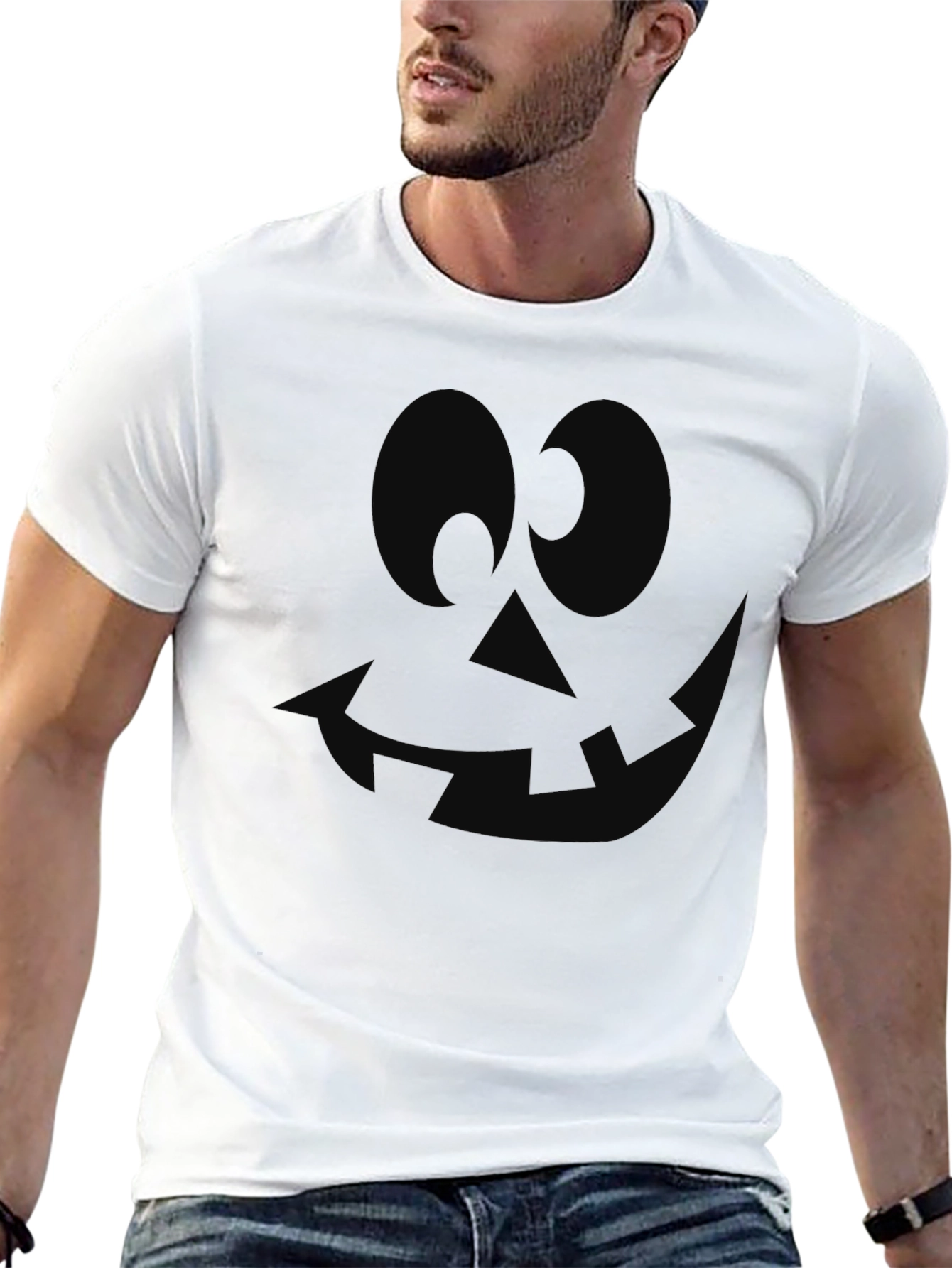 Spooky Black Pumpkin Face Graphic Tee