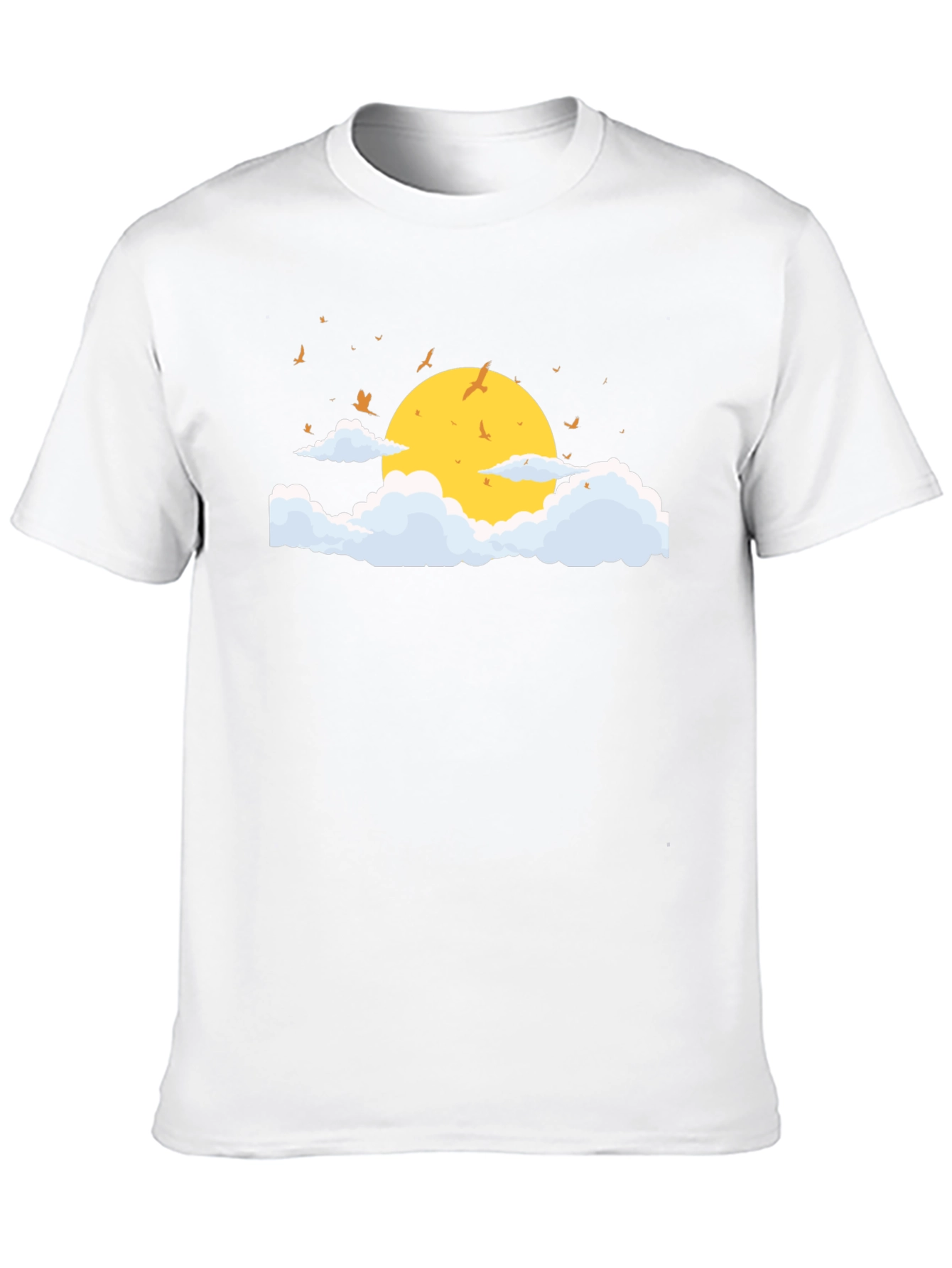 Black T-Shirt with Sun and Cloud Graphic
