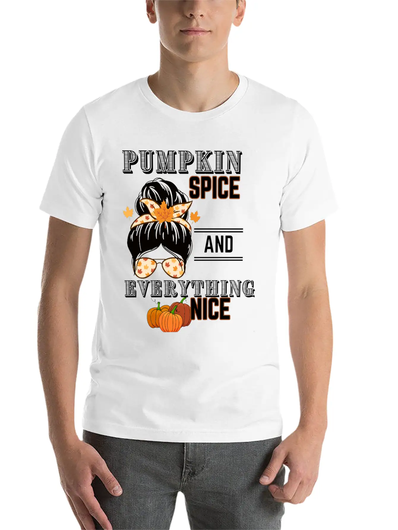 Pumpkin Spice & Everything Nice Lightweight Cotton T-Shirt – Daily Comfort Graphic Shirt